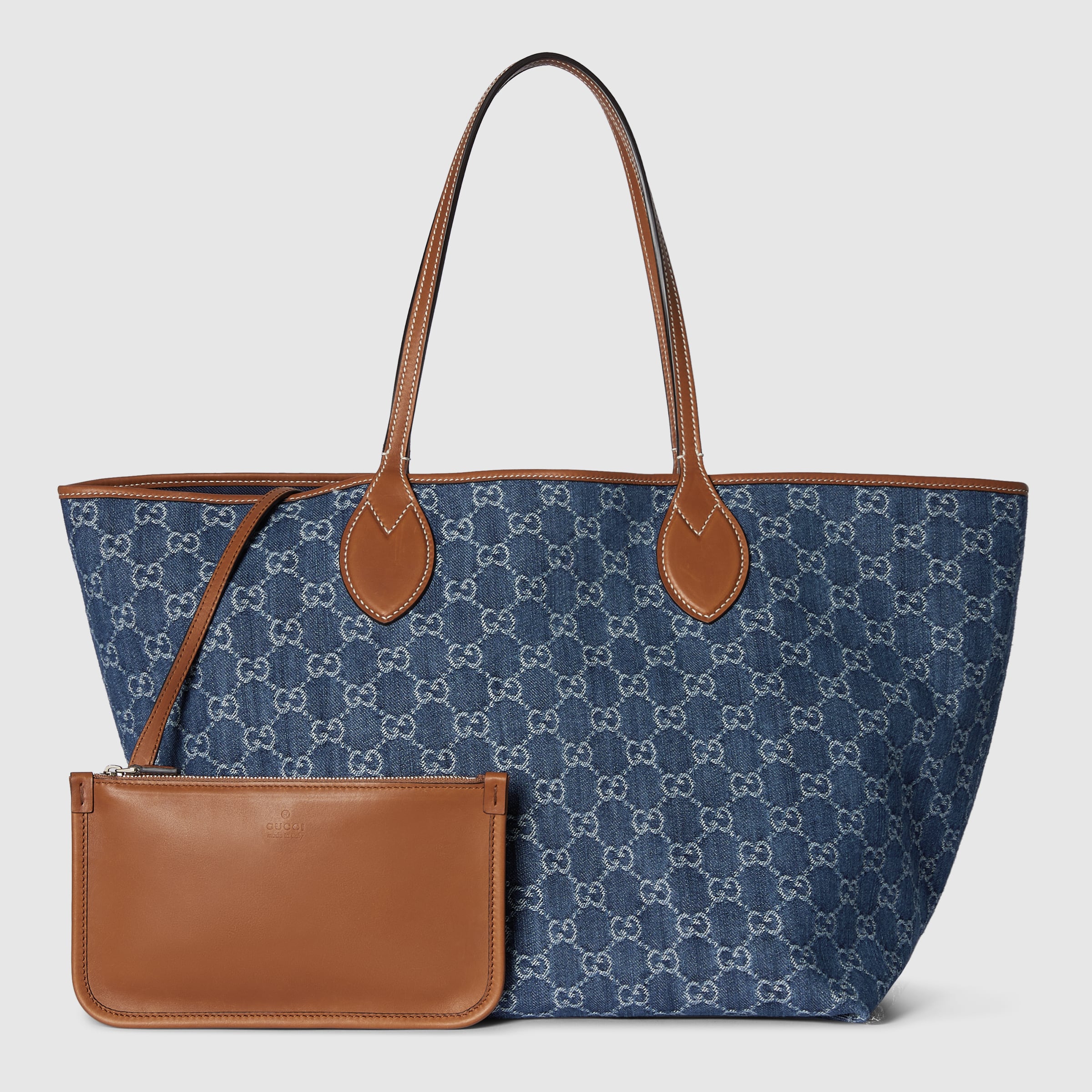 Gucci Totissima Tote Bag Blue White Denim Leather 257930 main image 1