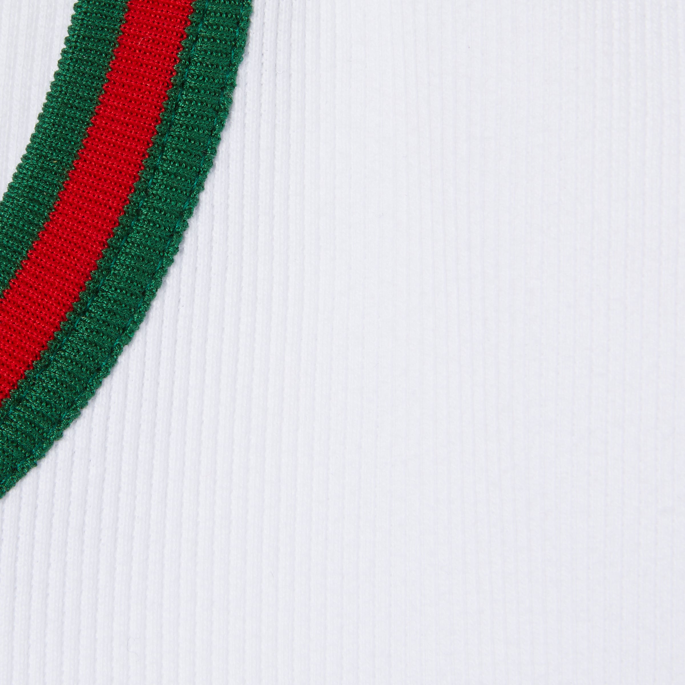 ウェブ ストライプ トリム コットンリブ Tシャツ ・ホワイト