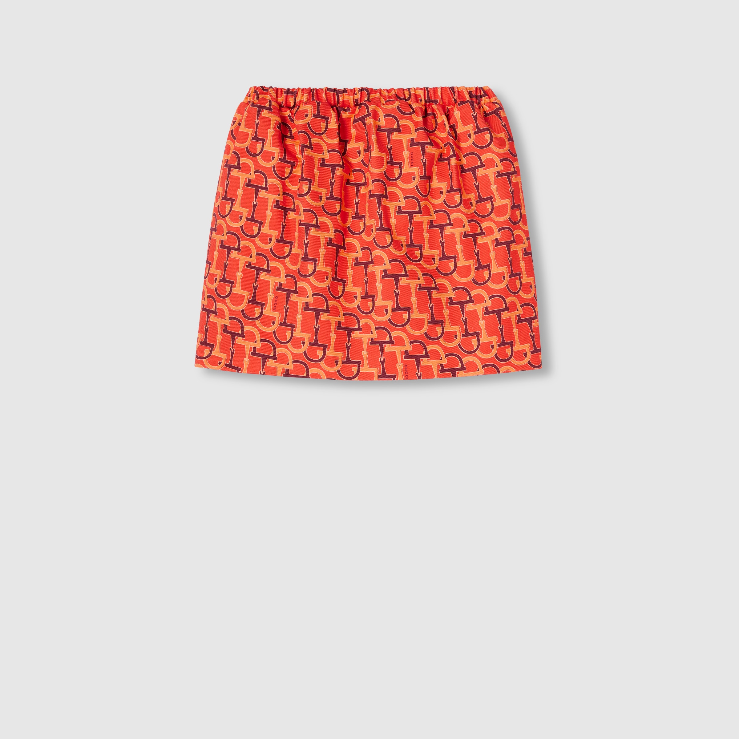 ミニスカート GUCCI ORANGE COTTON MINI SKIRT Printed cotton mini skirt in orange and Rosso Ancora red