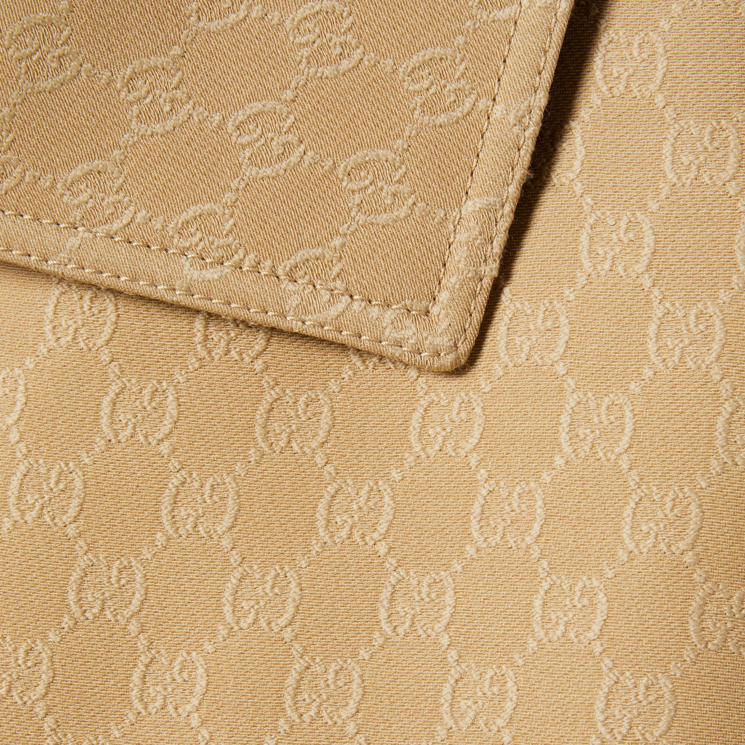 GG crêpe silk wool double-breasted coat in beige | GUCCI® US