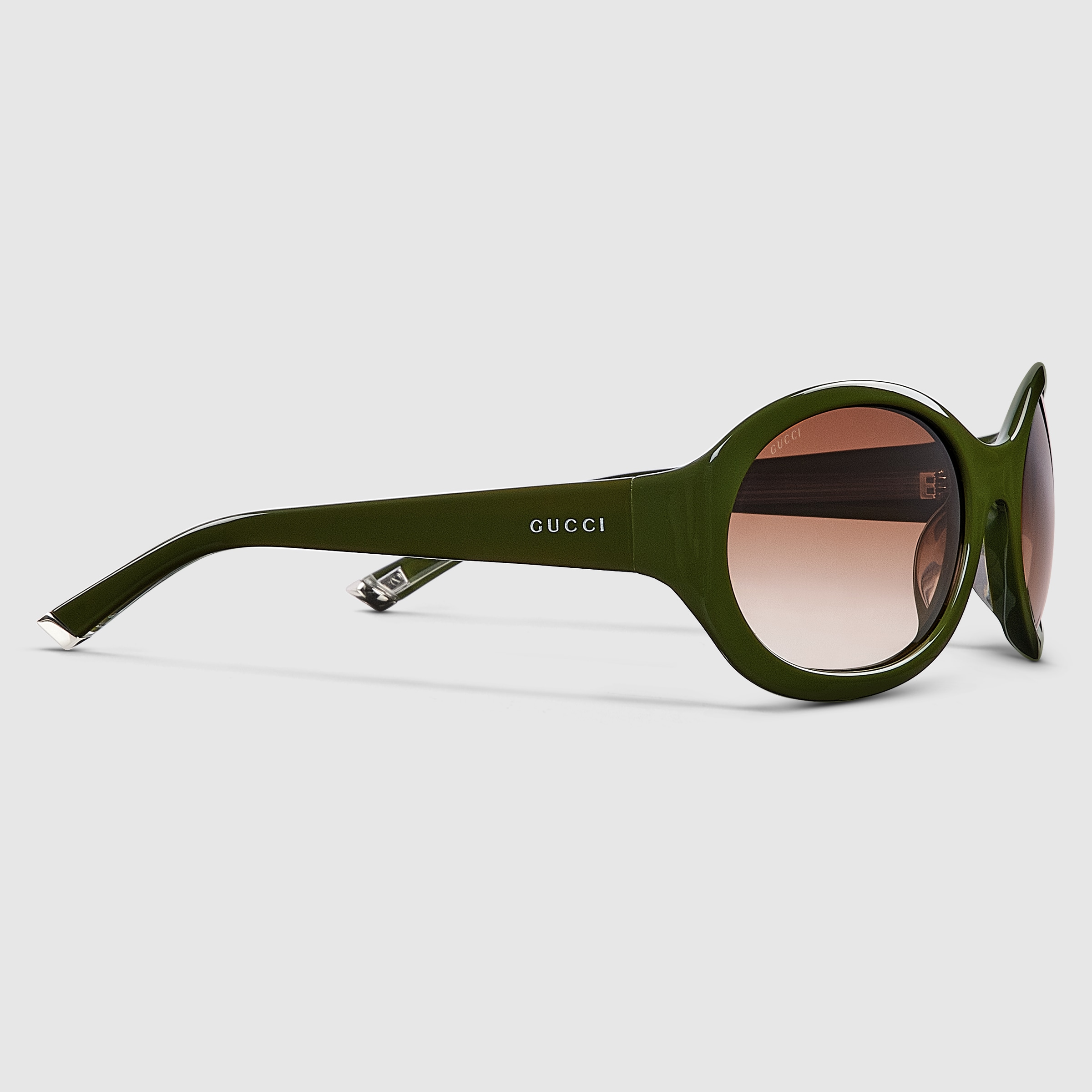Round frame sunglasses in green and brown | GUCCI® US