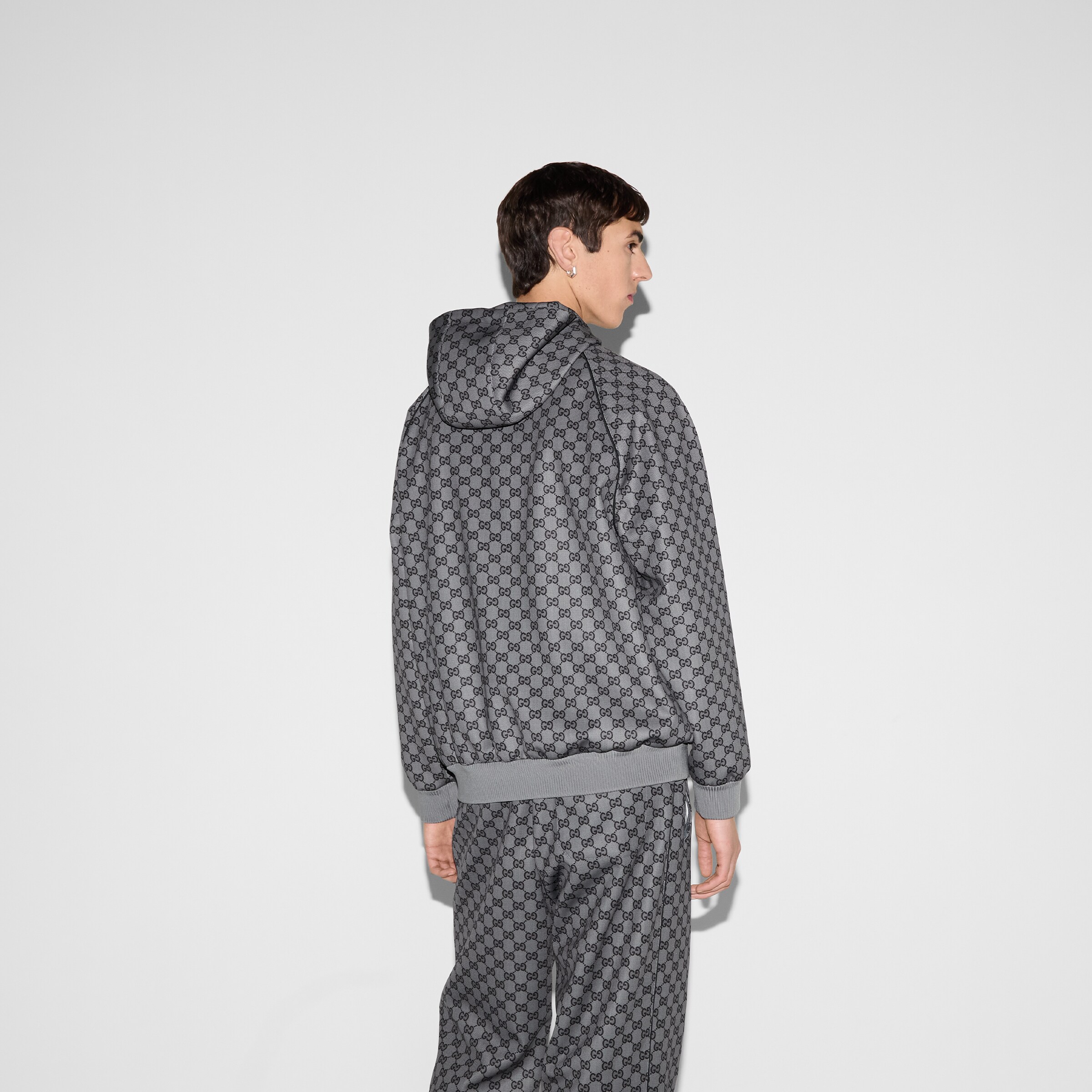 GG neoprene zip jacket in grey and black | GUCCI® US