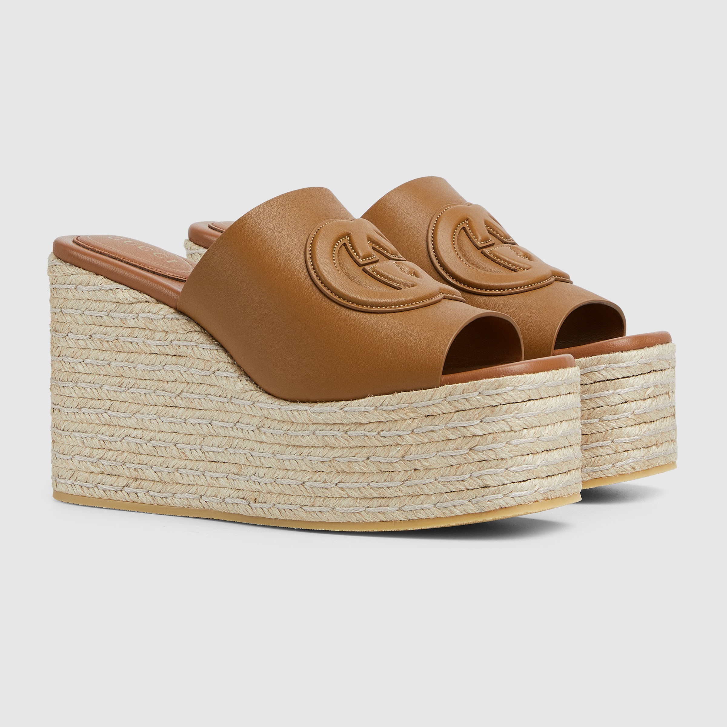 Women's Interlocking G sandal in brown leather | GUCCI® US