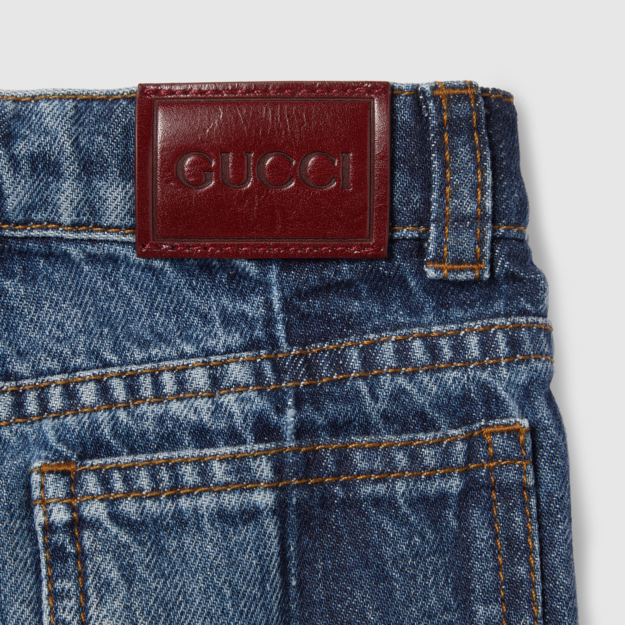グッチ  ベビー  デニム Baby denim pants in blue and light blue | GUCCI® US