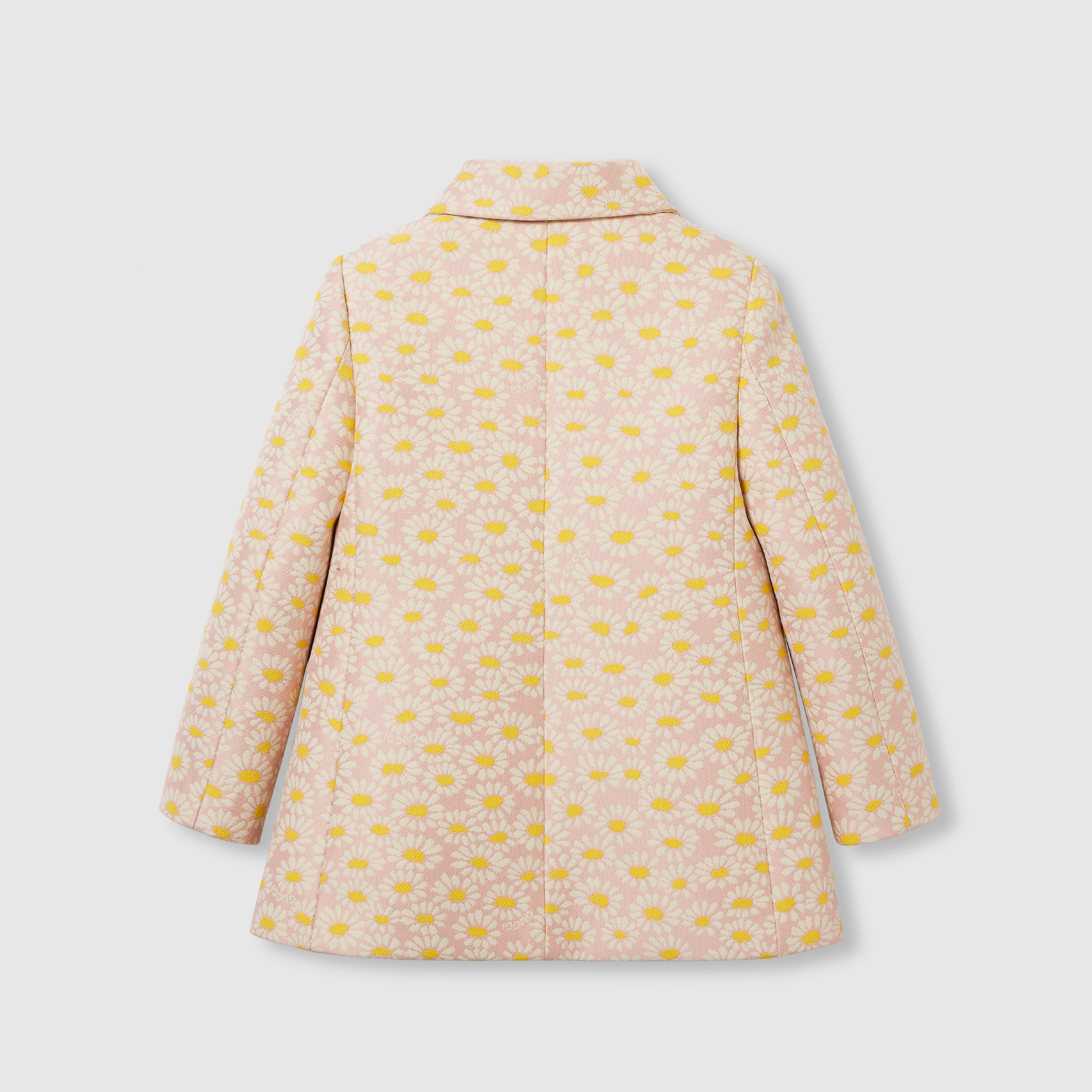 GUCCI 花柄ネイビー スプリングコート キッズ Children's floral jacquard coat in light pink and yellow