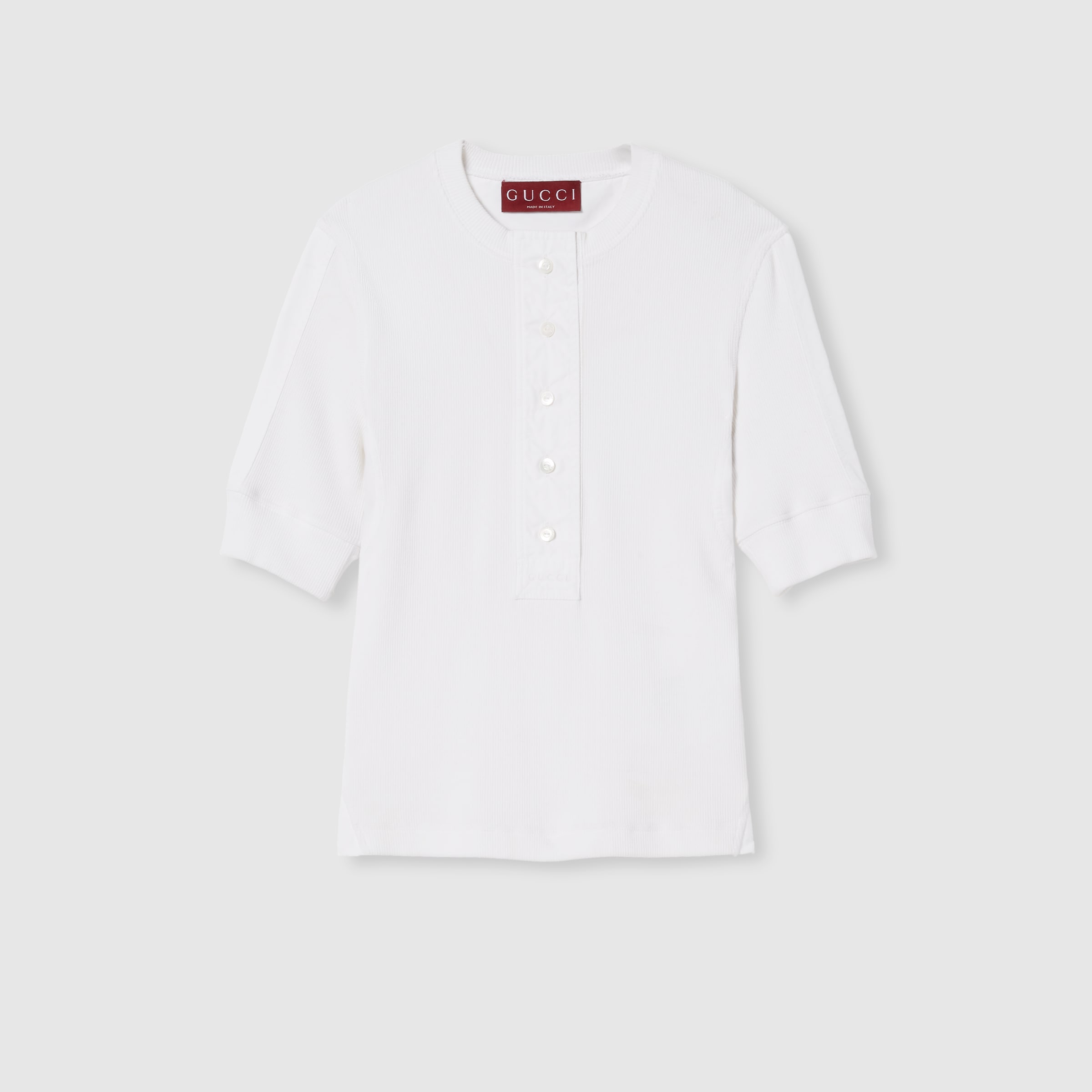 Tシャツ・カットソー GUCCI FW24 STRETCH COTTON POPLIN SHIRT (791735 262429000) Printed cotton jersey T-shirt in white | GUCCI® US