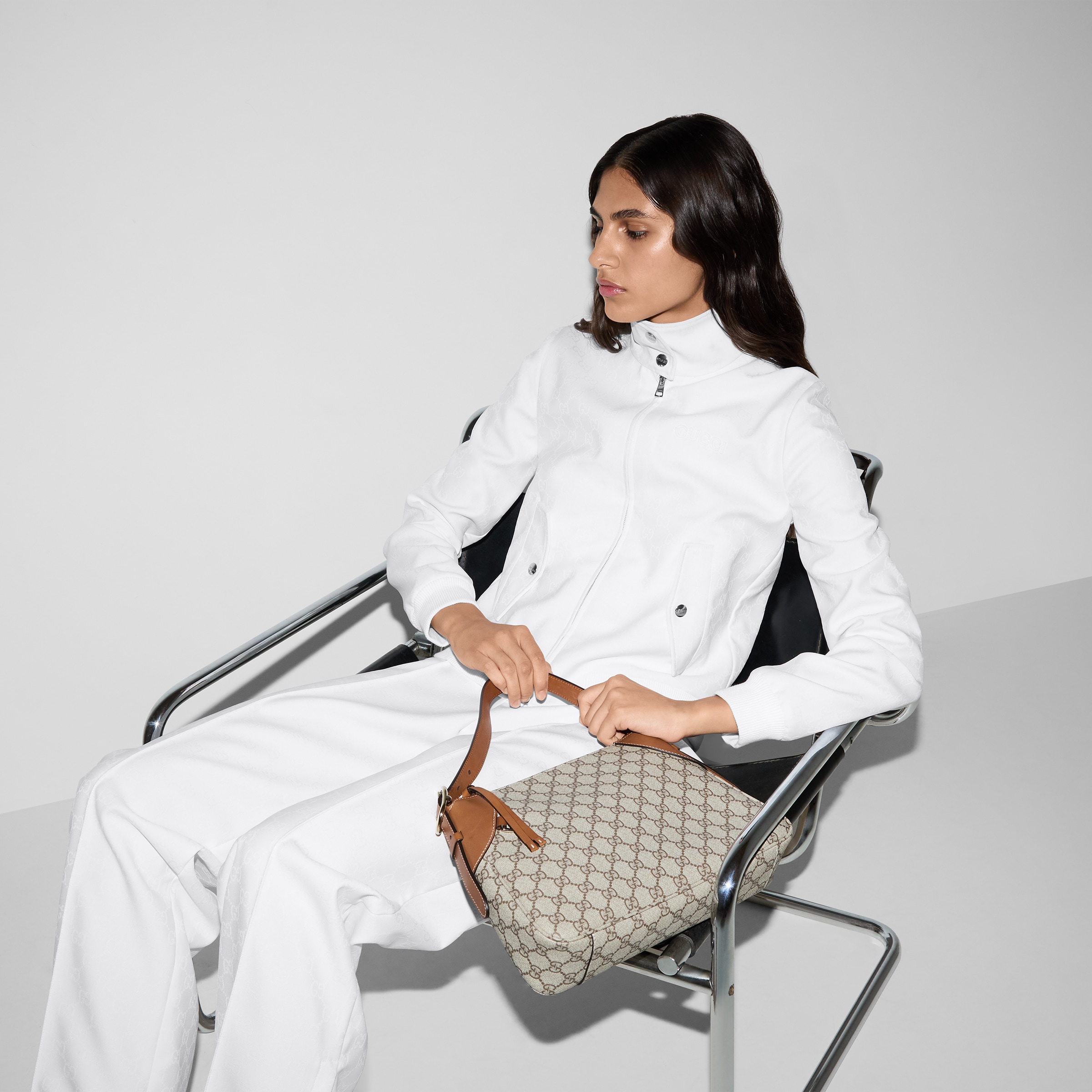 GG jacquard zip jacket in white | GUCCI® US