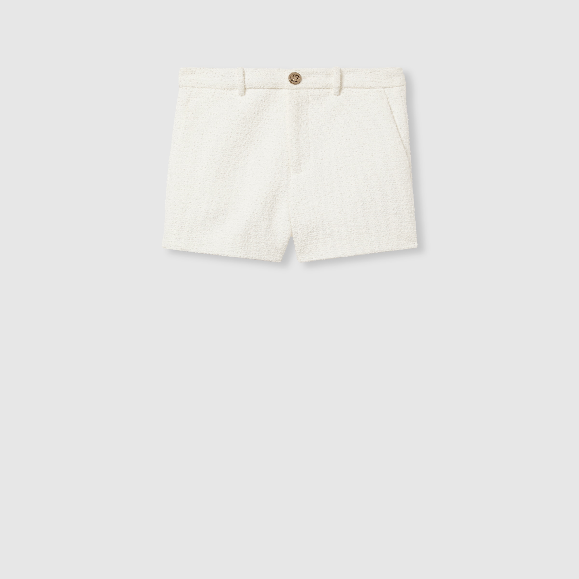 Cotton bouclé shorts in off white | GUCCI® US