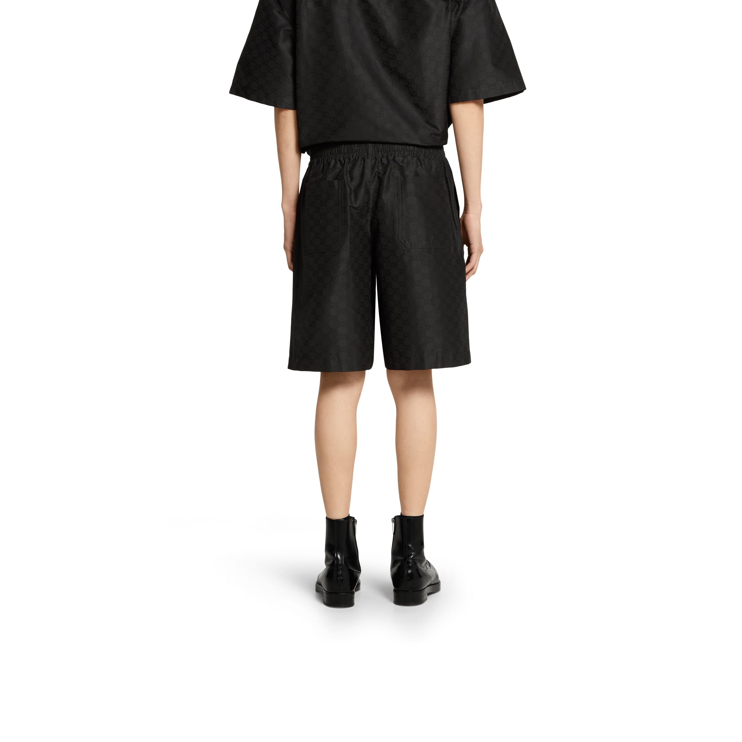 Cotton-silk GG faille short shorts in black | GUCCI® US