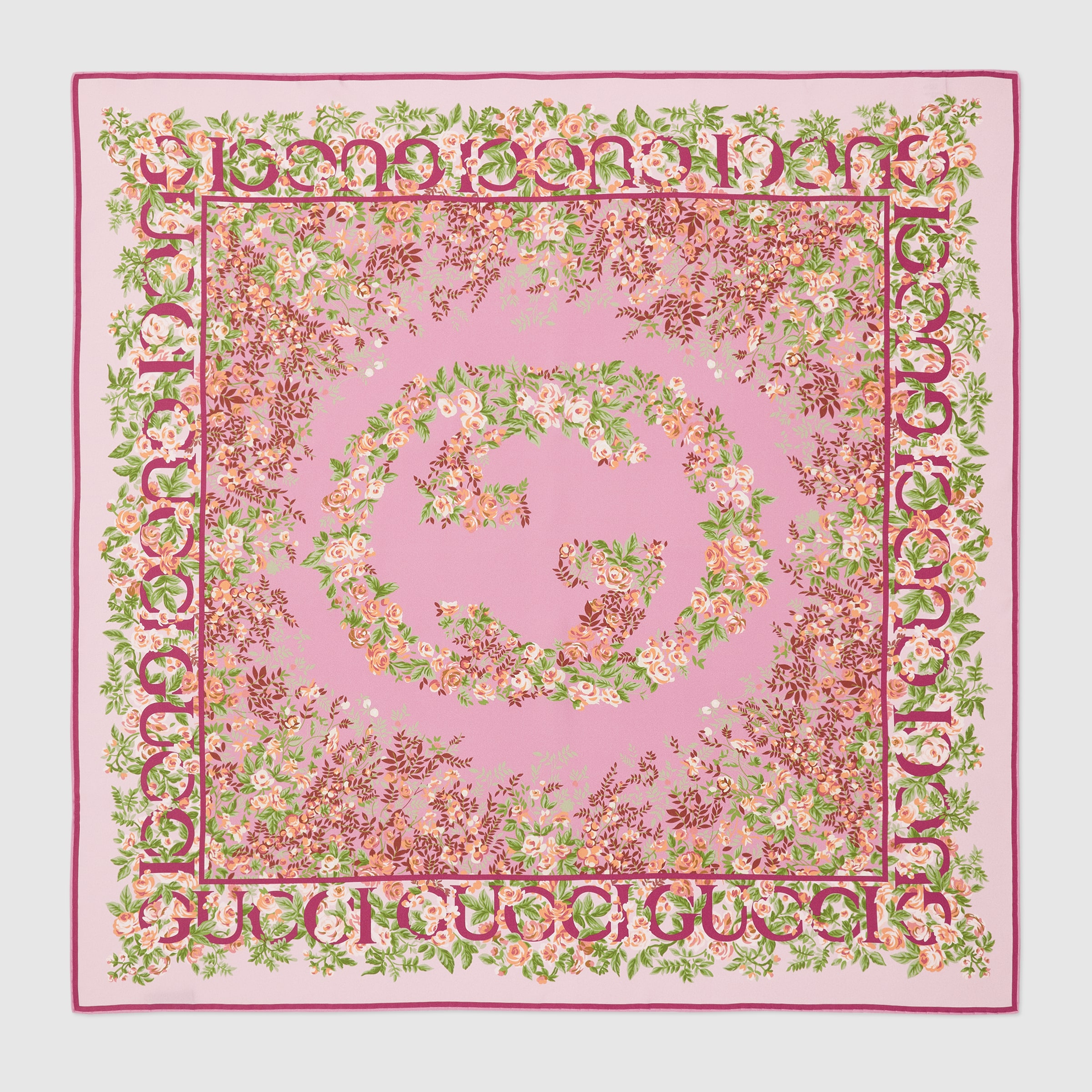 スカーフ Gucci Printed Silk Carre Printed silk twill carré in white and multicolor | GUCCI® CA