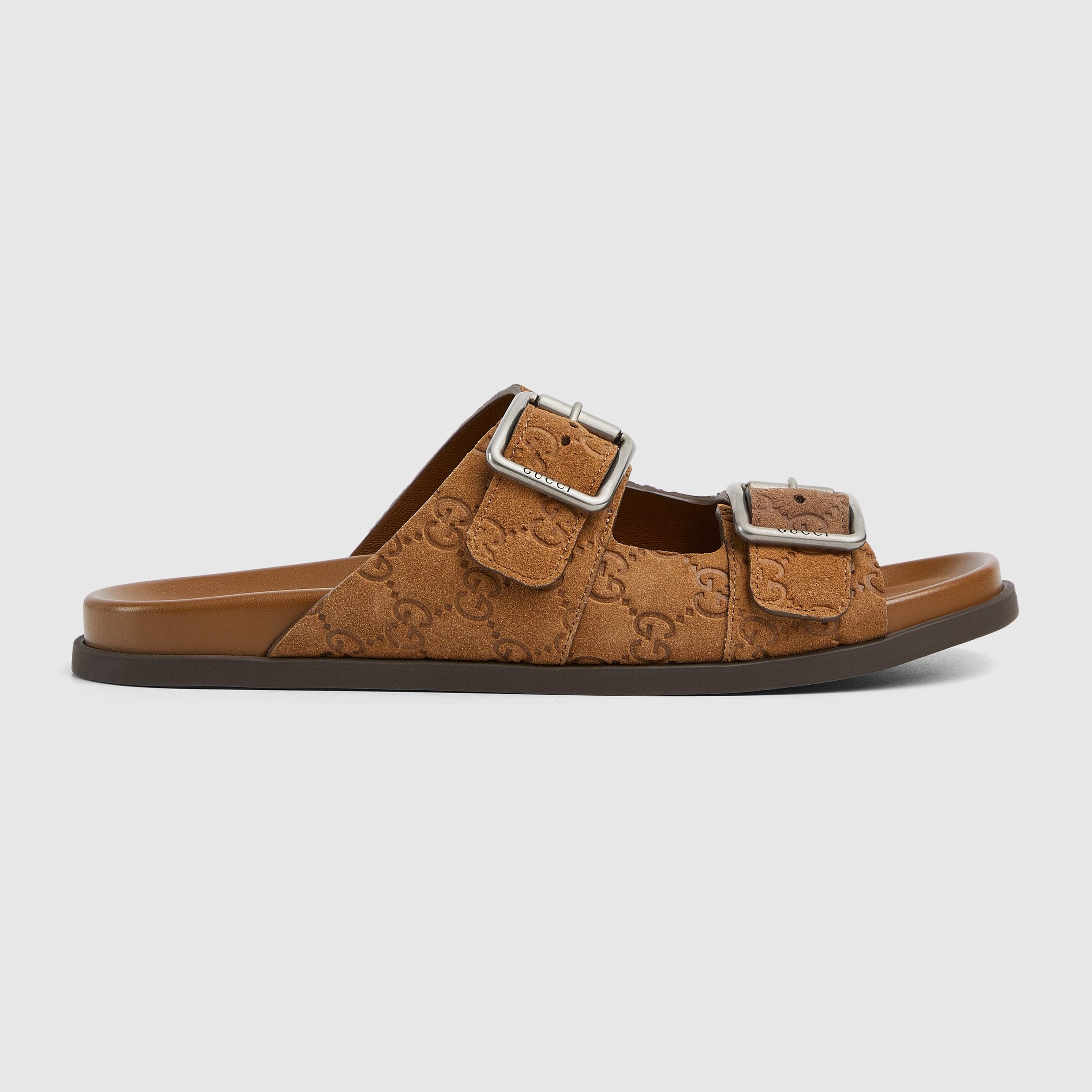 GUCCI スエードプラットフォームサンダル グッチ 厚底 スライドサンダル・キャメル＆エボニー マキシ GG