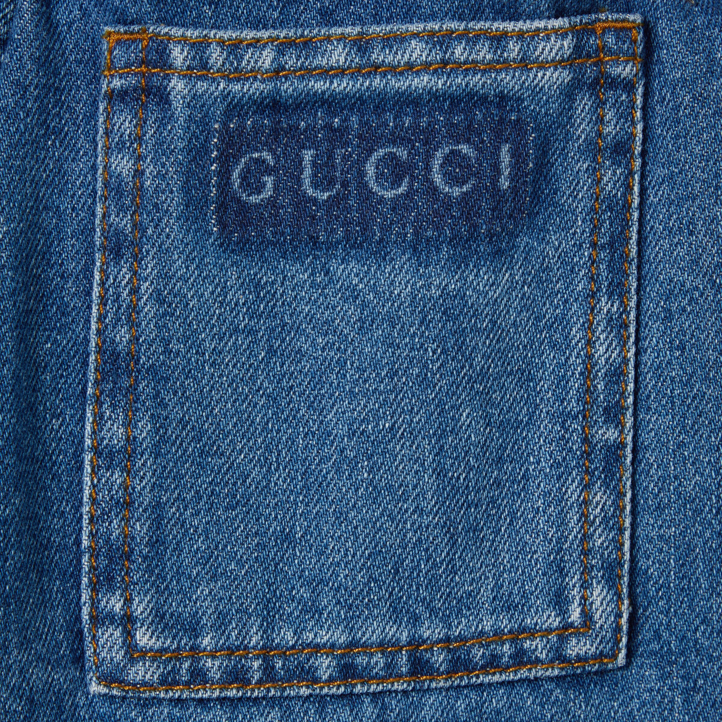 チルドレンズ〕レーザー デニム ショートパンツ ・ブルー | GUCCI公式