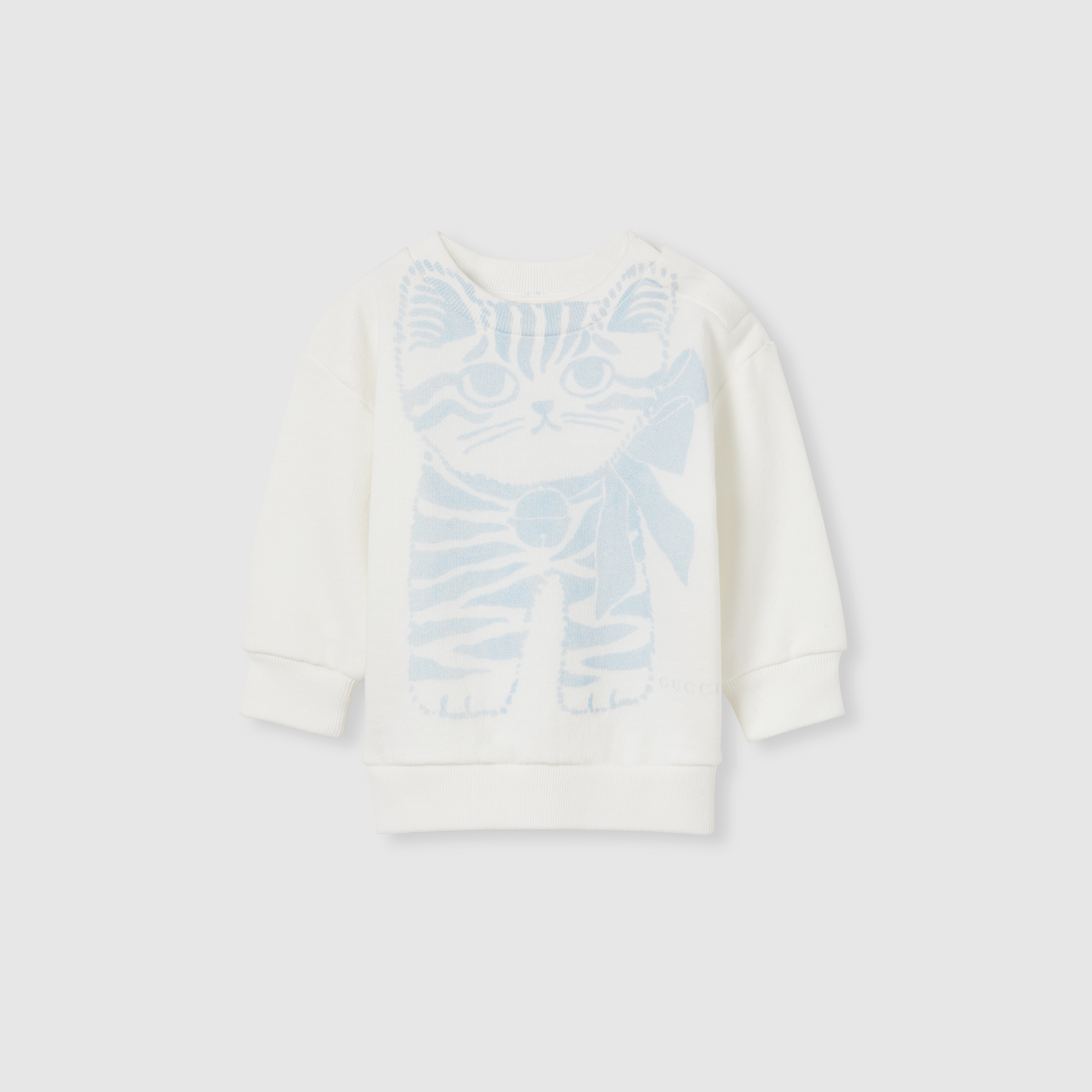 ベビー〕プリント コットン スウェットシャツ ・ホワイト