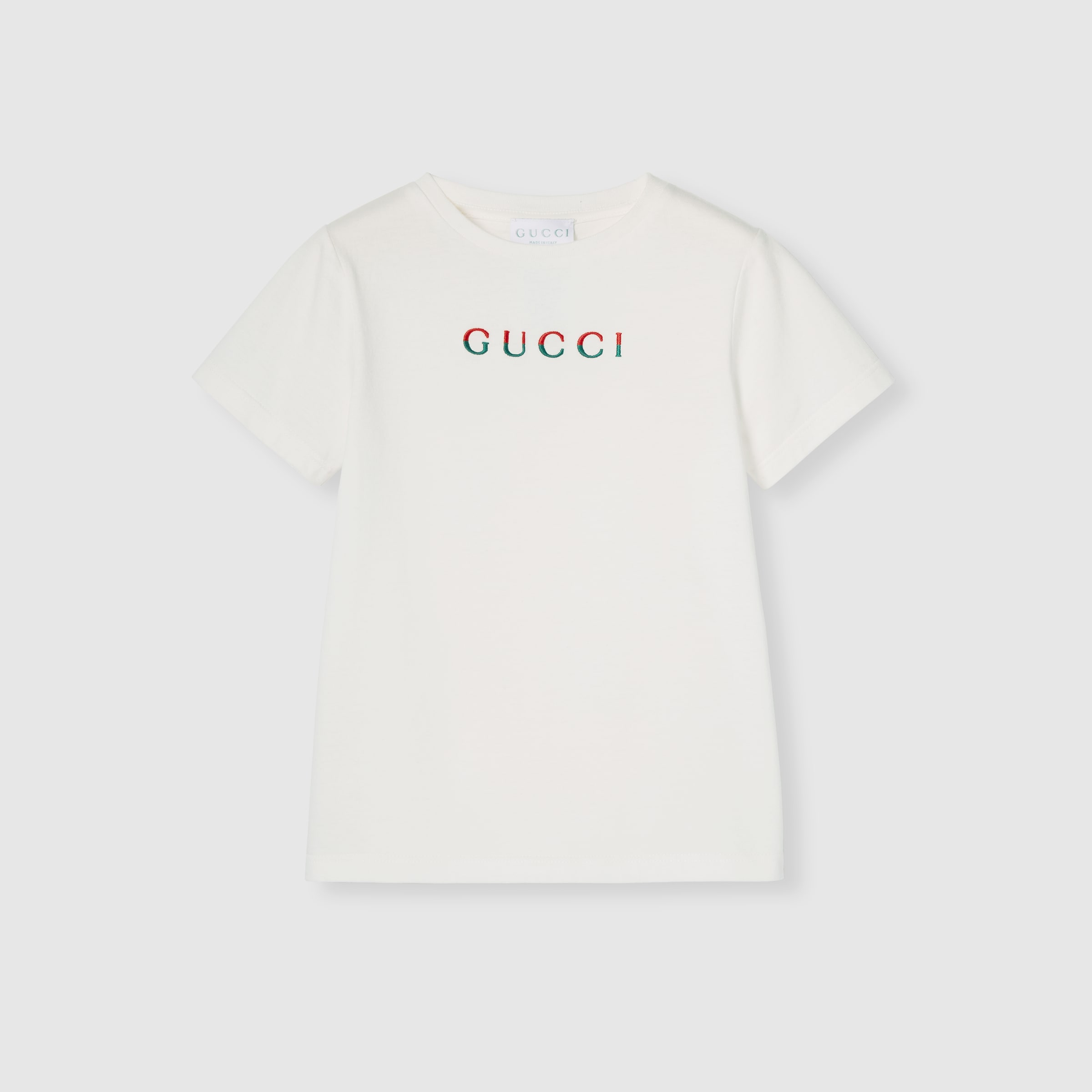GUCCIチルドレンシャツ Children's T-shirt with embroidery in white | GUCCI® US