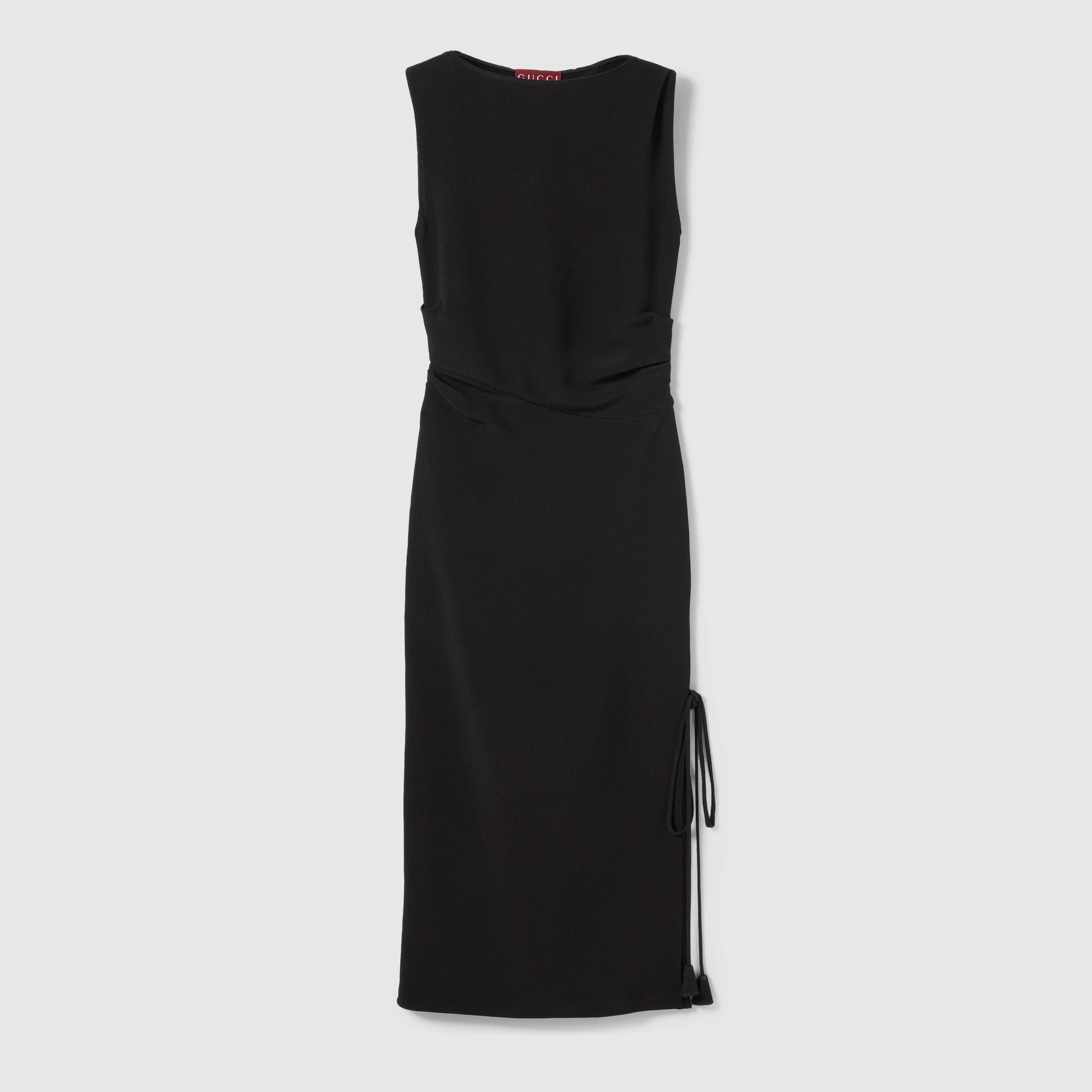 Silk crêpe dress with embroidery in black | GUCCI® US