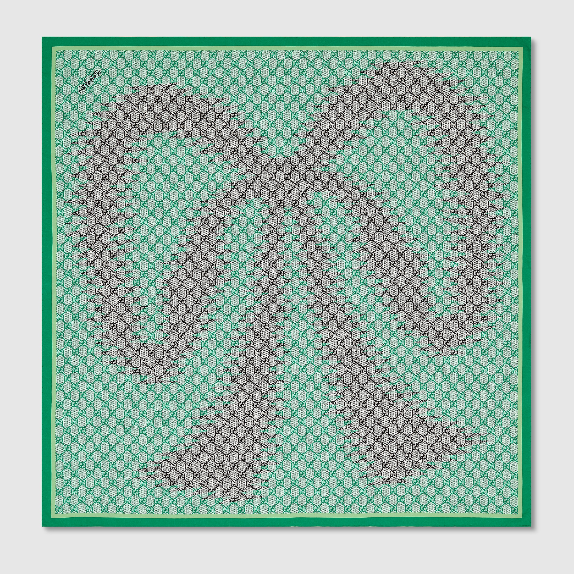 90 x 90 プロジェクト プリント シルクスカーフ ・グリーン | GUCCI公式