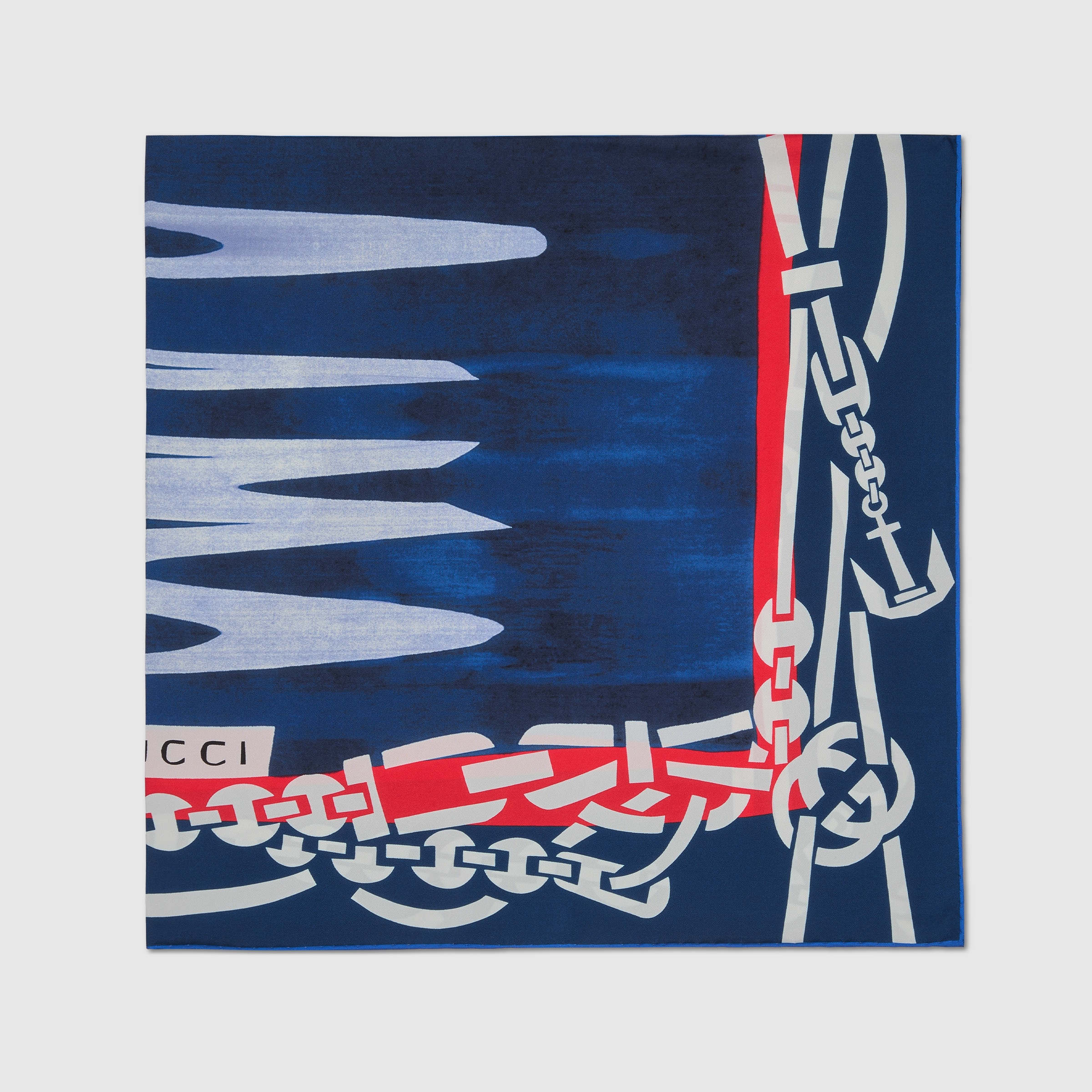 90 x 90 プロジェクト プリント シルクスカーフ ・ブルー | GUCCI公式