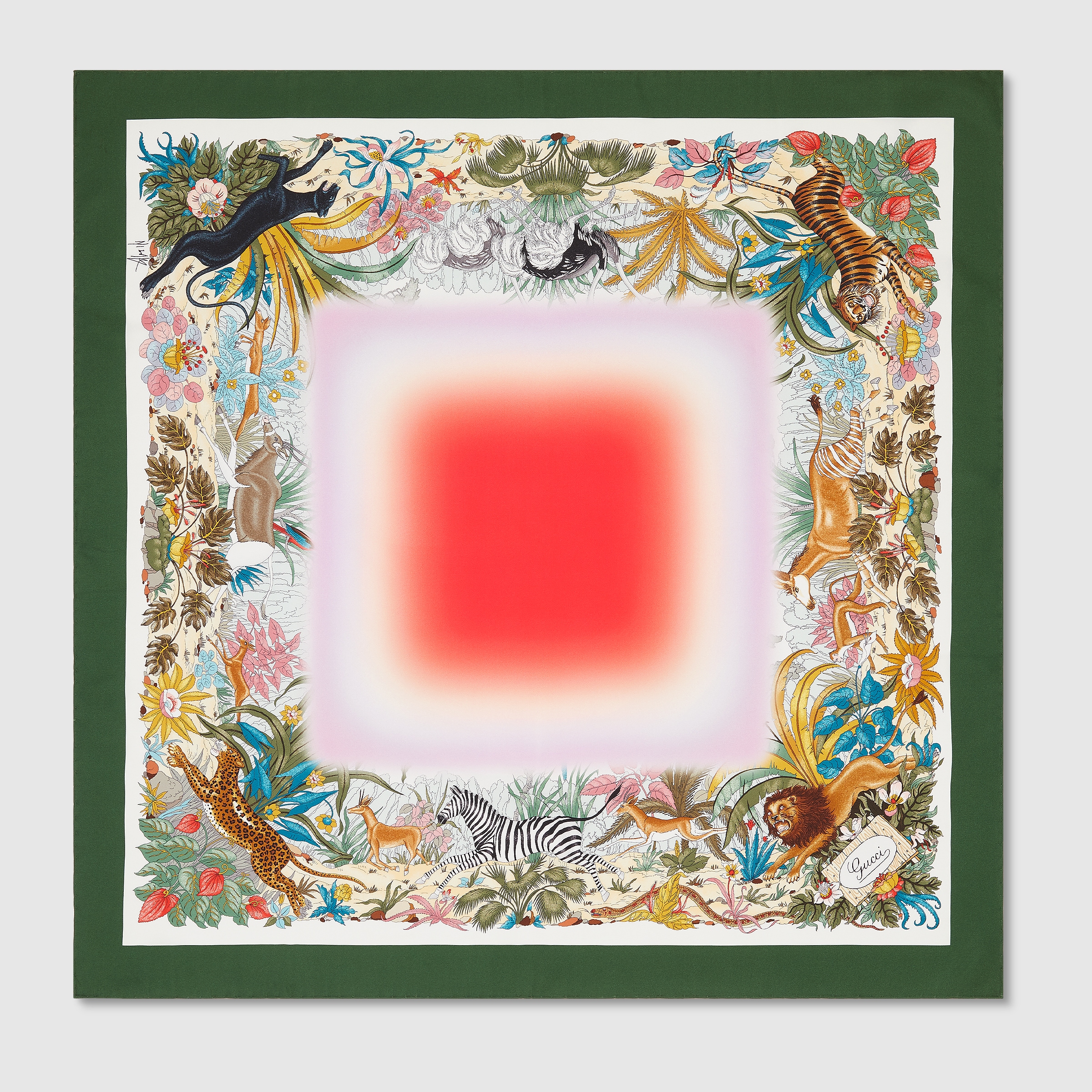 スカーフ Gucci Printed Silk Carre Printed silk twill carré in black | GUCCI® US