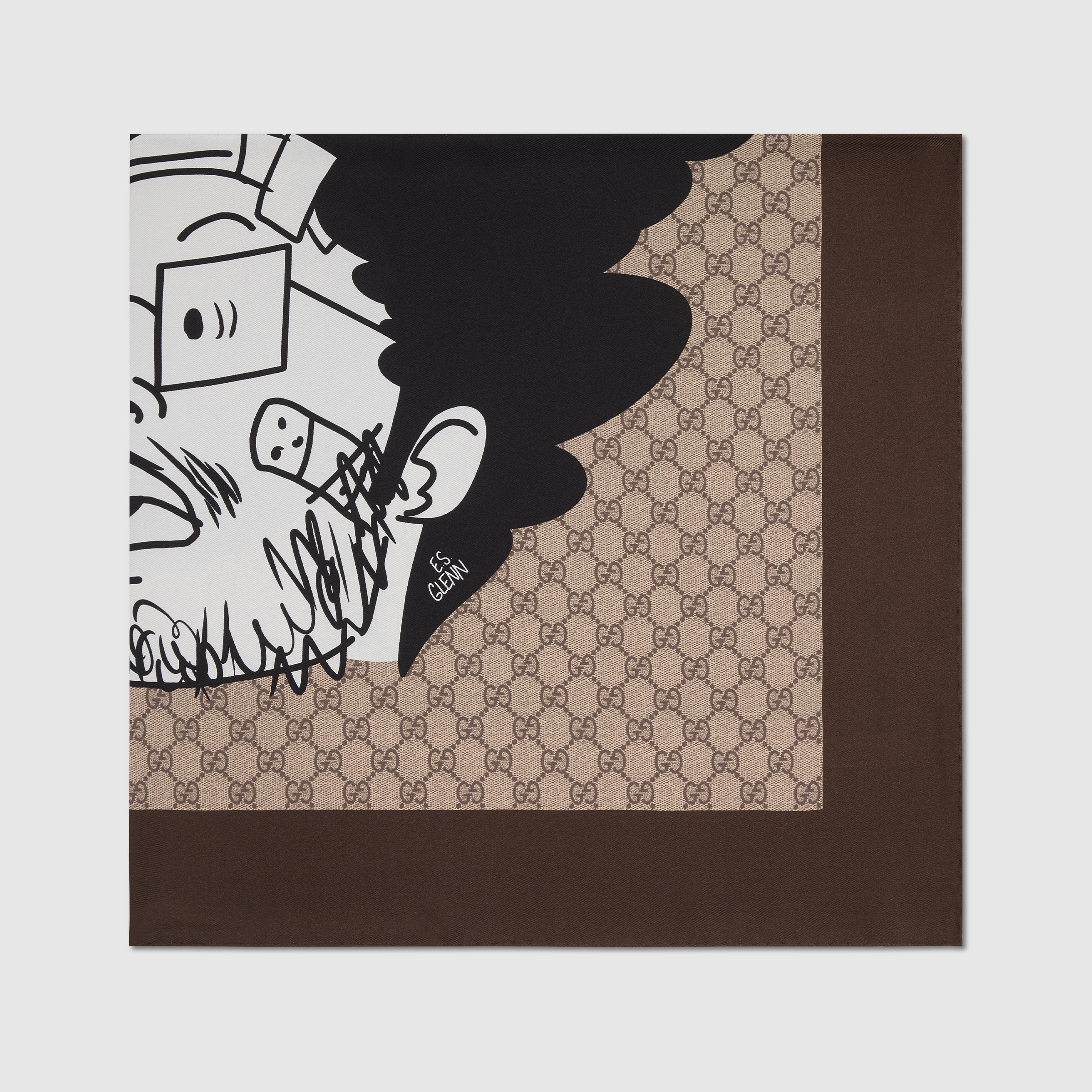 90 x 90 project printed silk carré in light brown | GUCCI® US