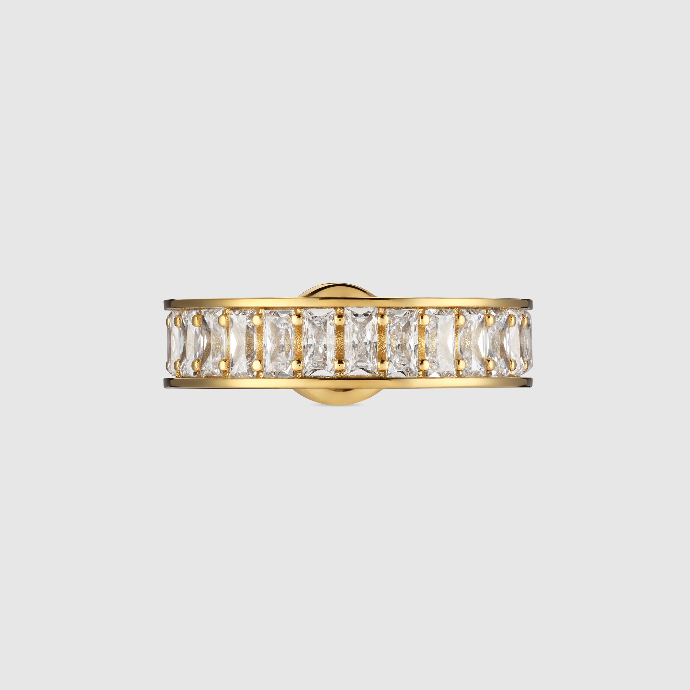 Gucci Blondie wide crystal ring in light gold-toned brass