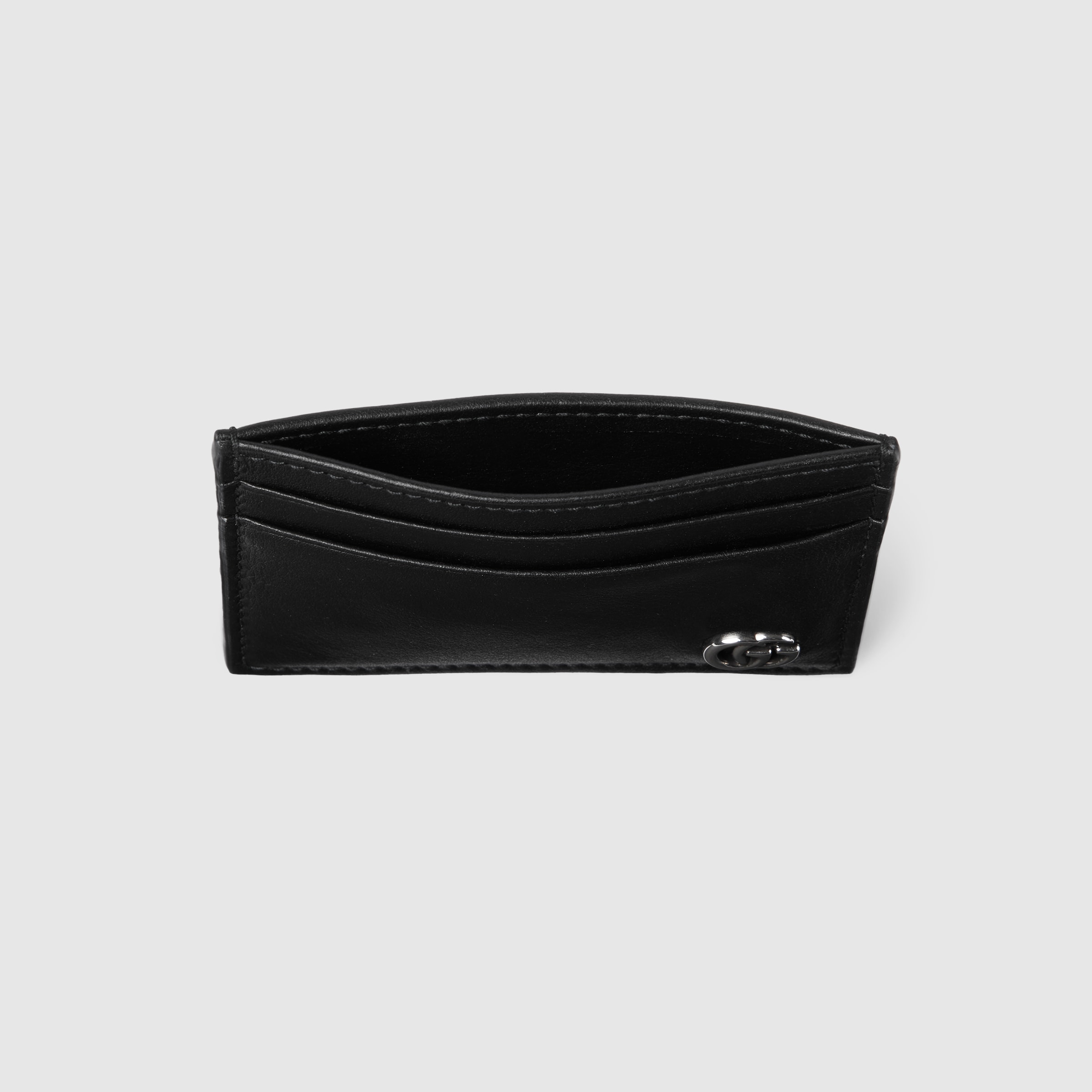 GG Marmont card case with money clip in black soft leather | GUCCI® CA