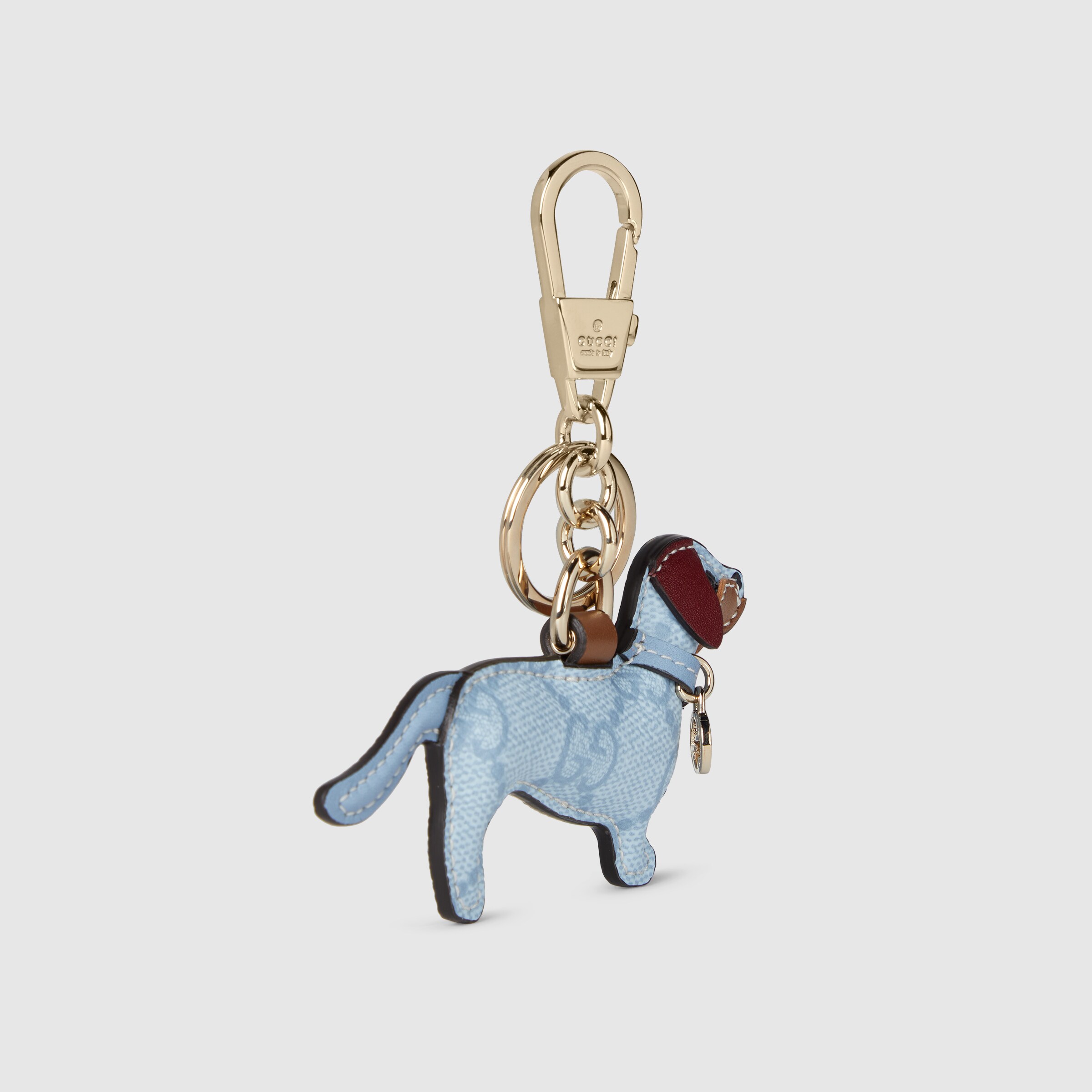 Dog-shaped bag charm in light blue GG Supreme | GUCCI® CA