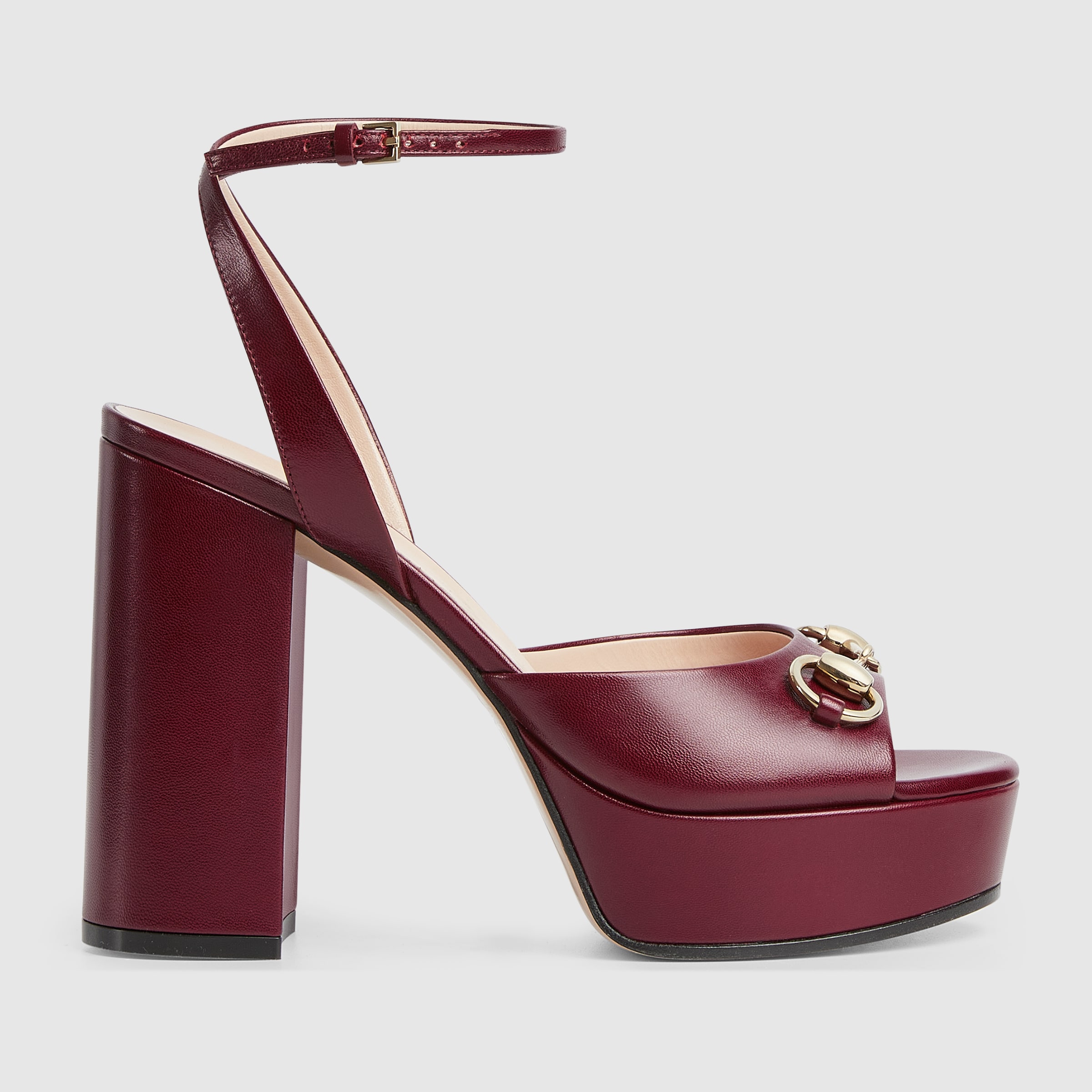Women's Horsebit platform sandal in Rosso Ancora leather | GUCCI® US