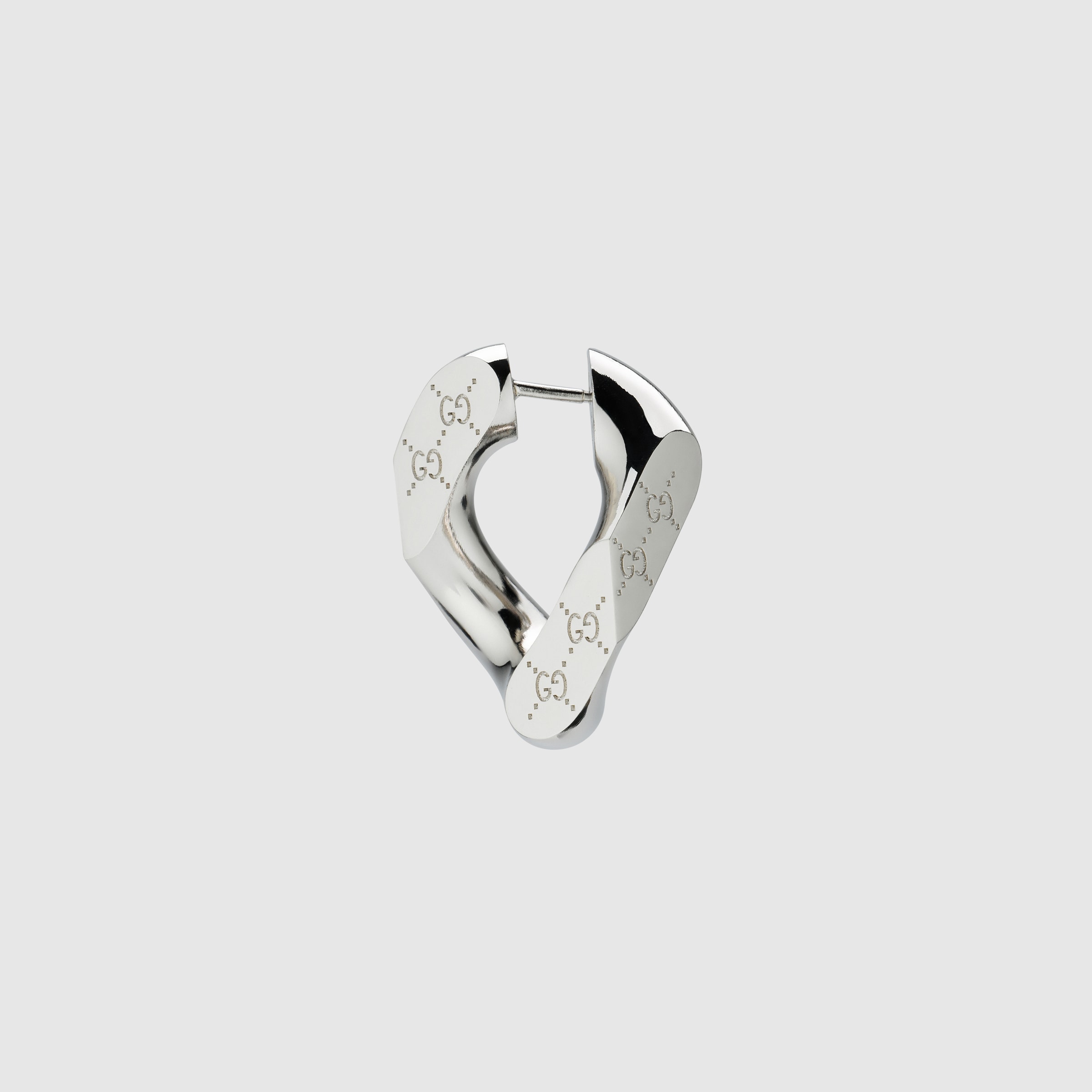 Gucci Signature engraved large earrings in silver-toned