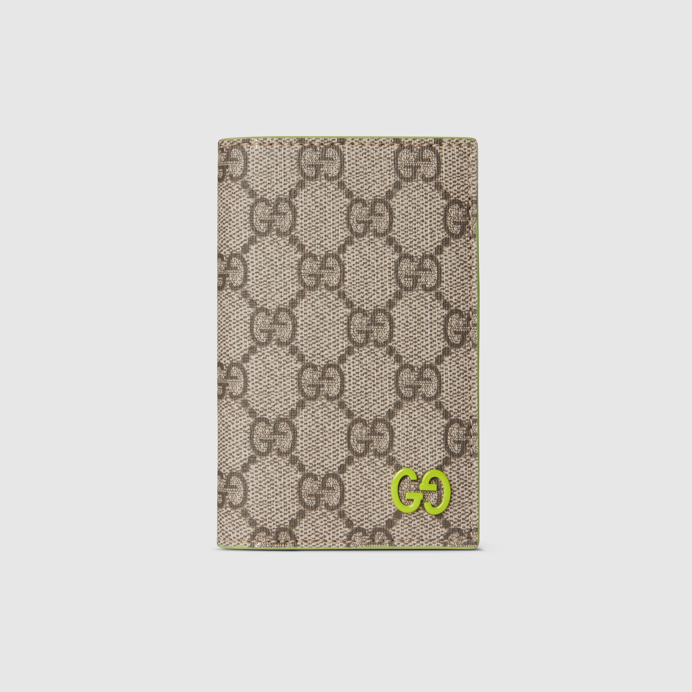 Green interior GG long card case in beige and dark brown Supreme