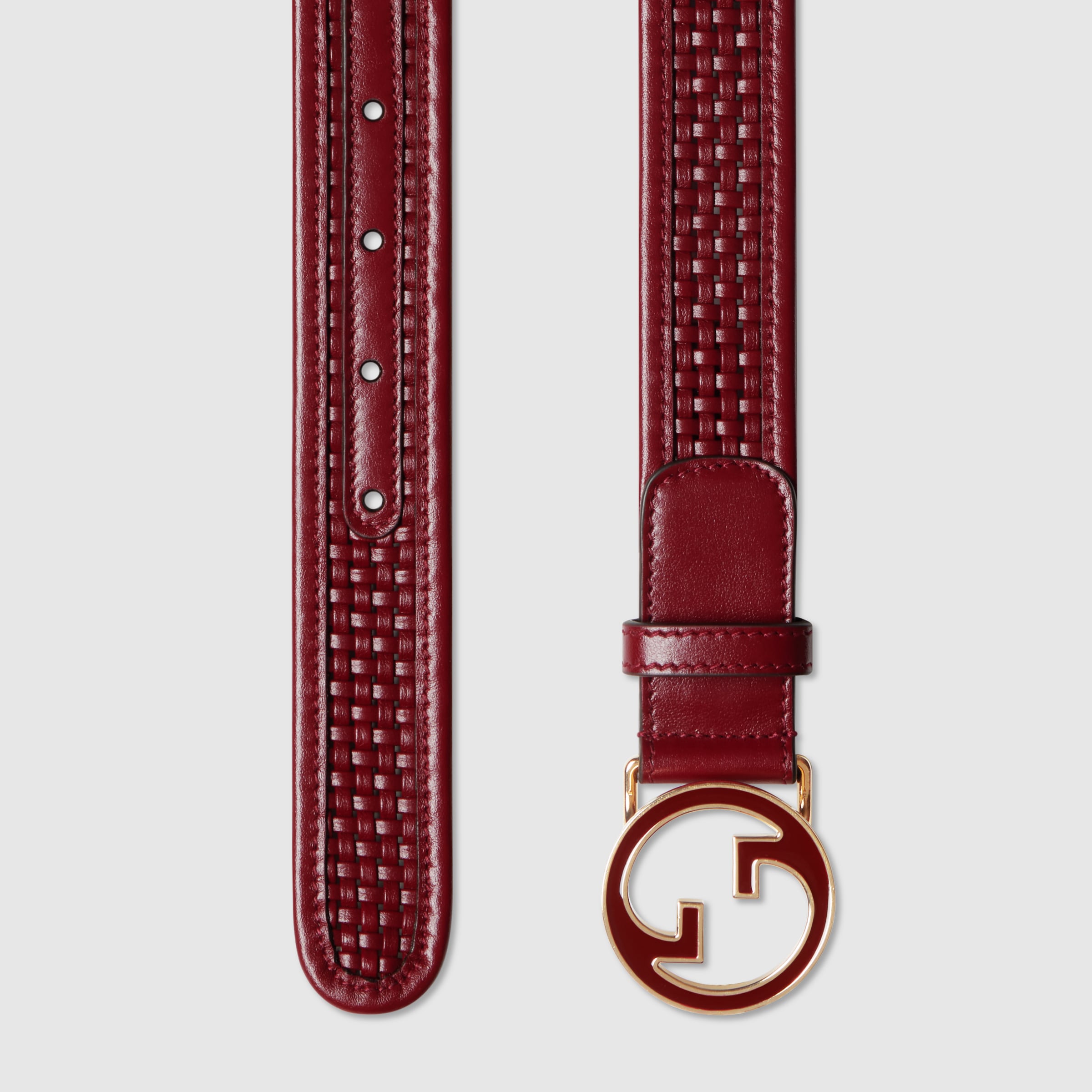 Gucci Blondie wide belt in Rosso Ancora red woven leather