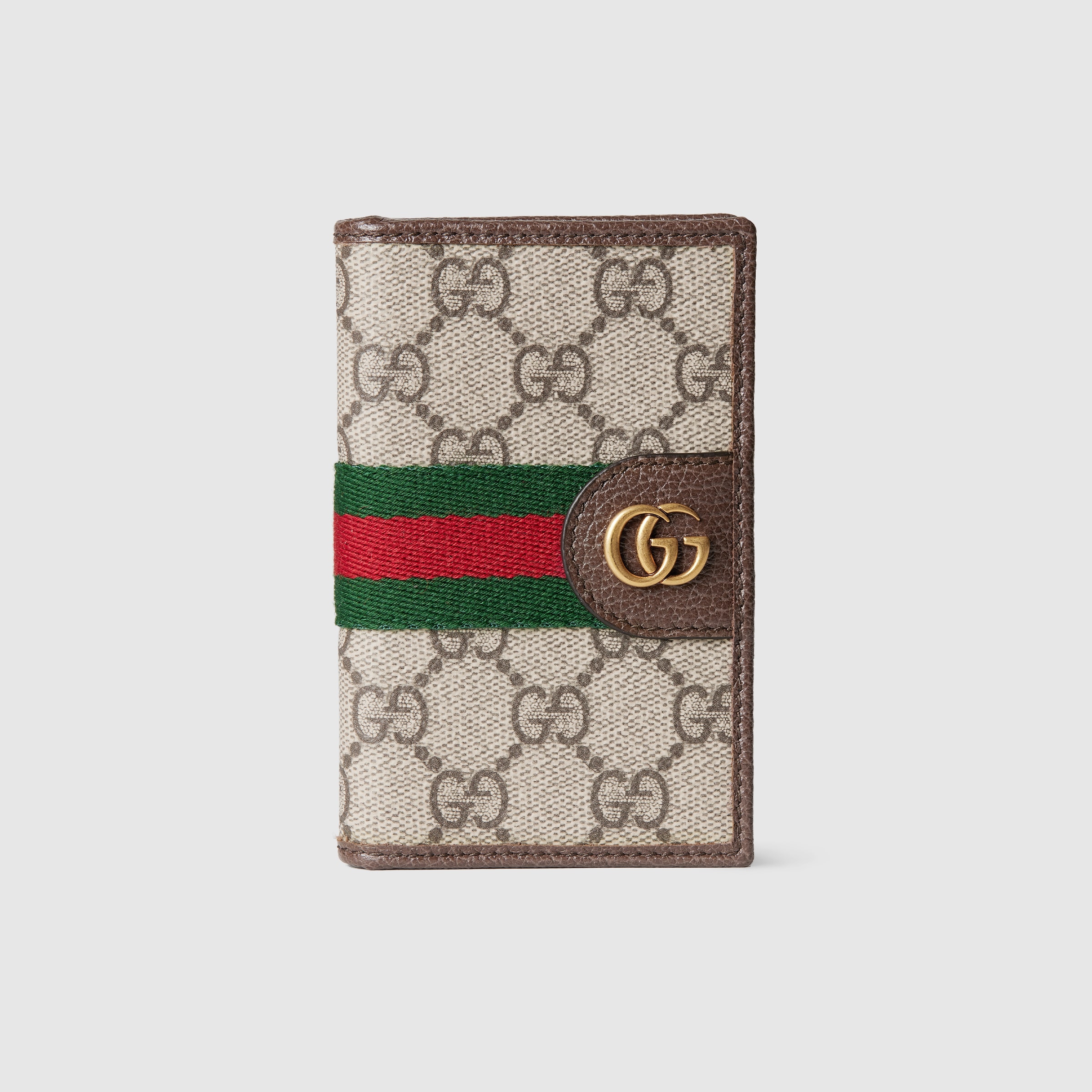 Ophidia long card case in beige and dark brown fabric | GUCCI® US