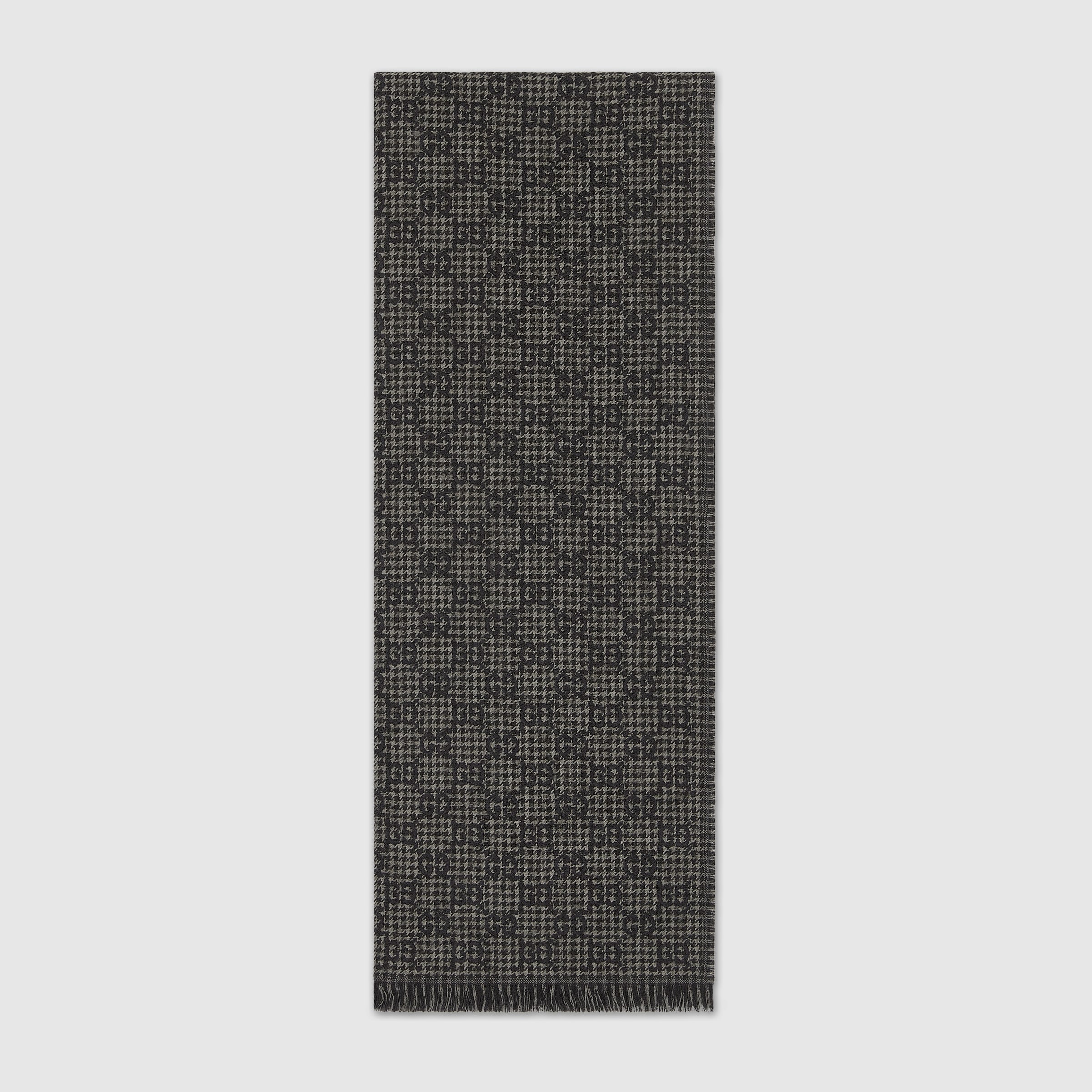 GGジャカード シルクウールショール GGウール＆シルク ジャカード ストール ・ブラック＆グレー | GUCCI公式