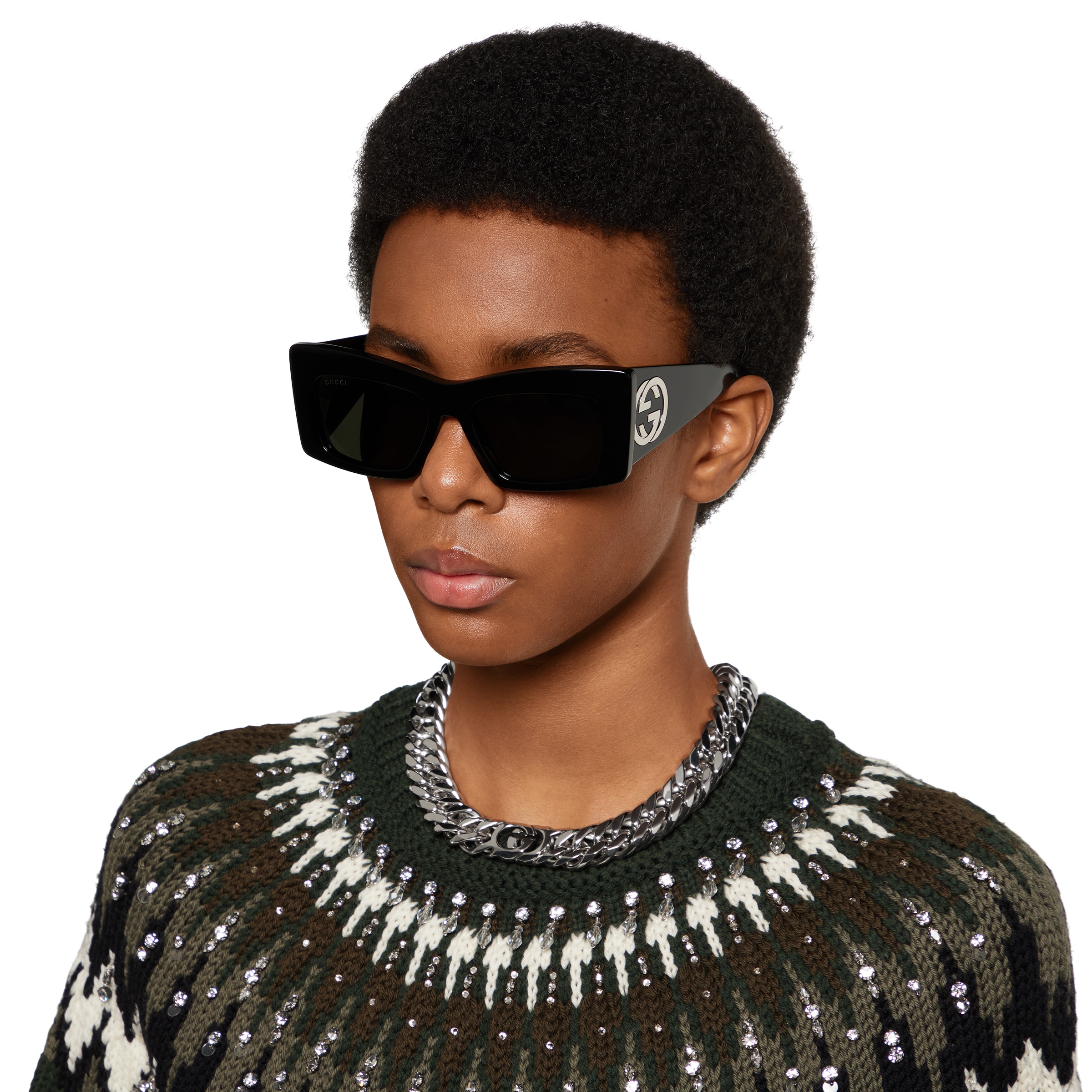 Gucci Interlocking chain necklace in palladium-toned brass