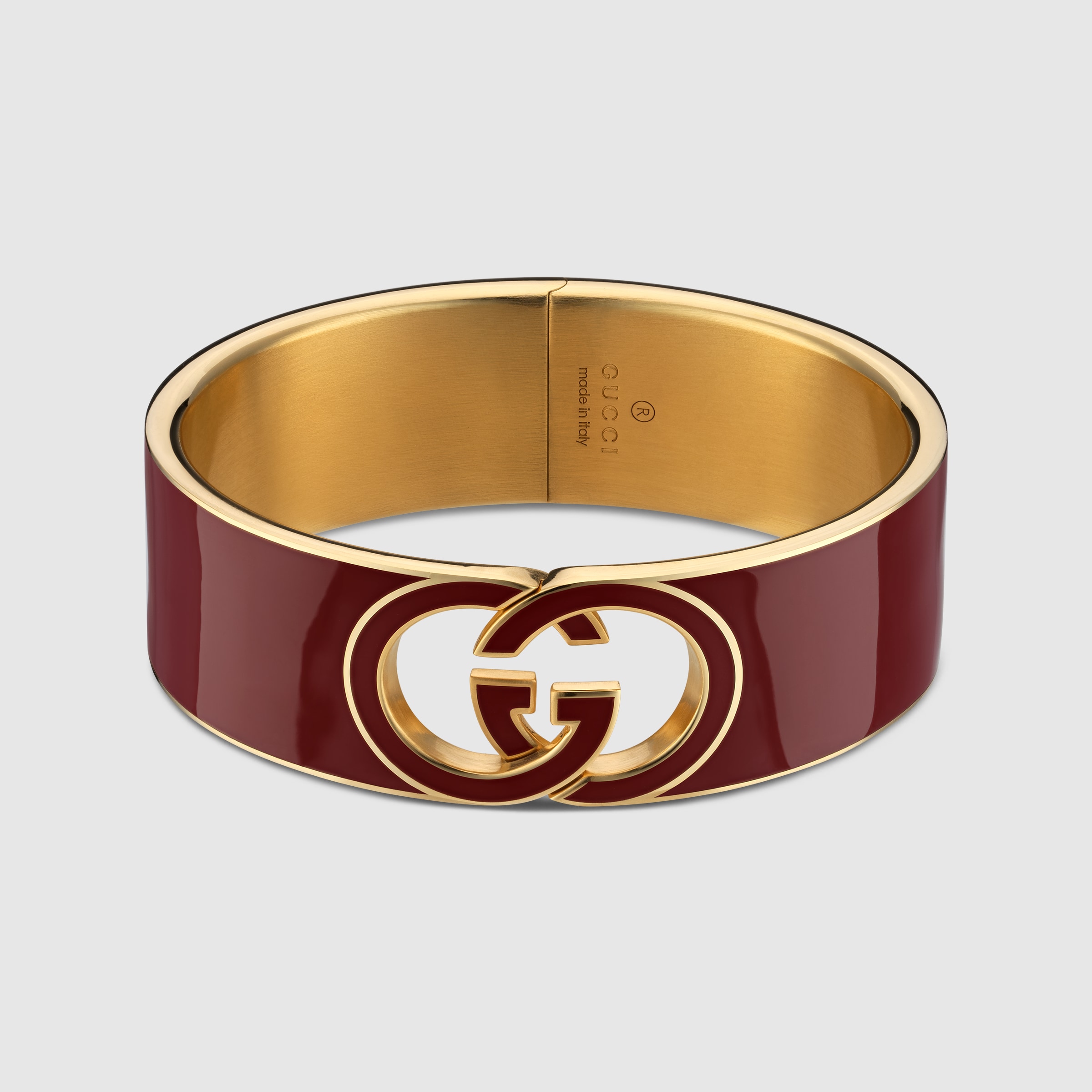 Gucci Interlocking enamel cuff bracelet in yellow gold-toned