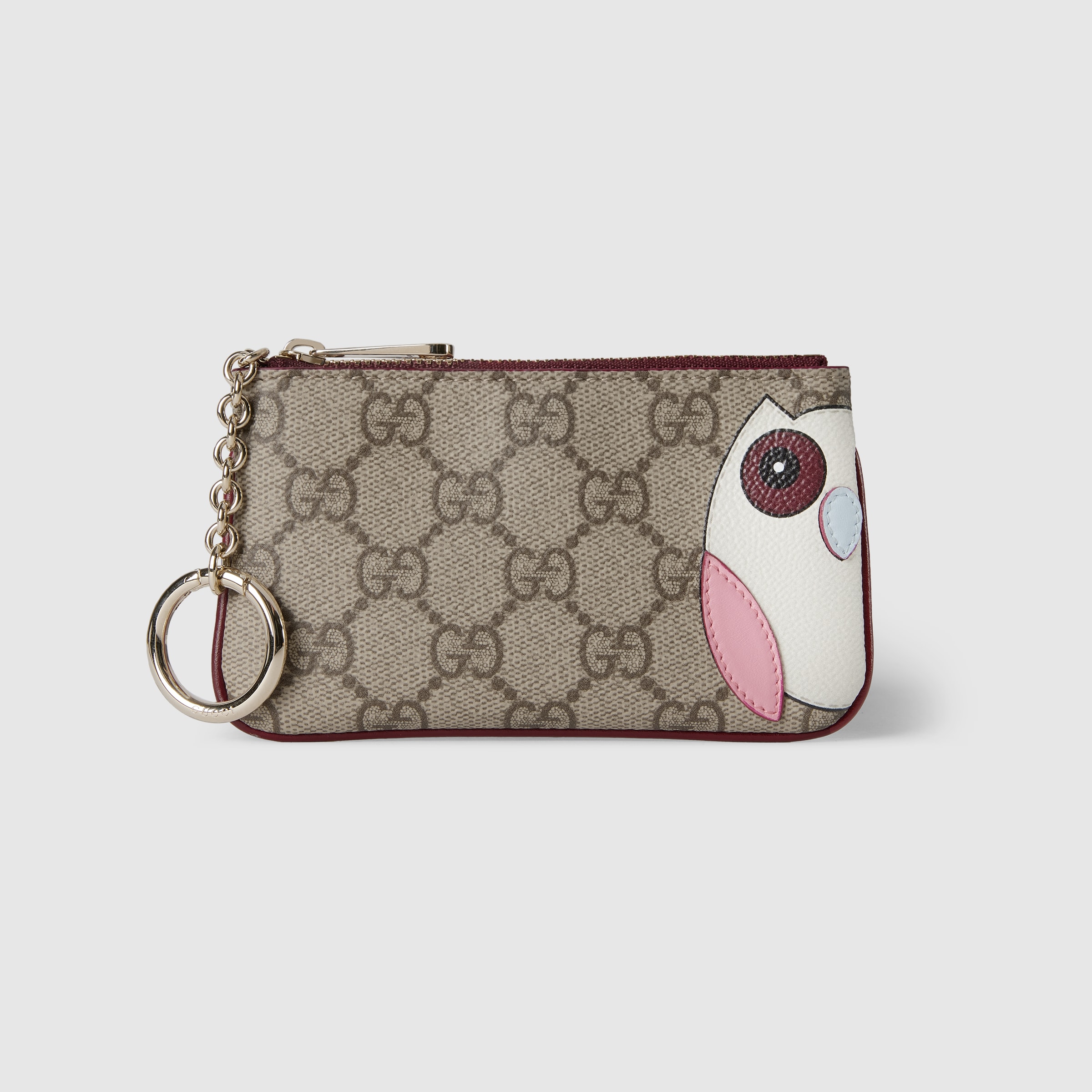 国内最安値！ GG key case with owl detail in beige and dark brown fabric 小物