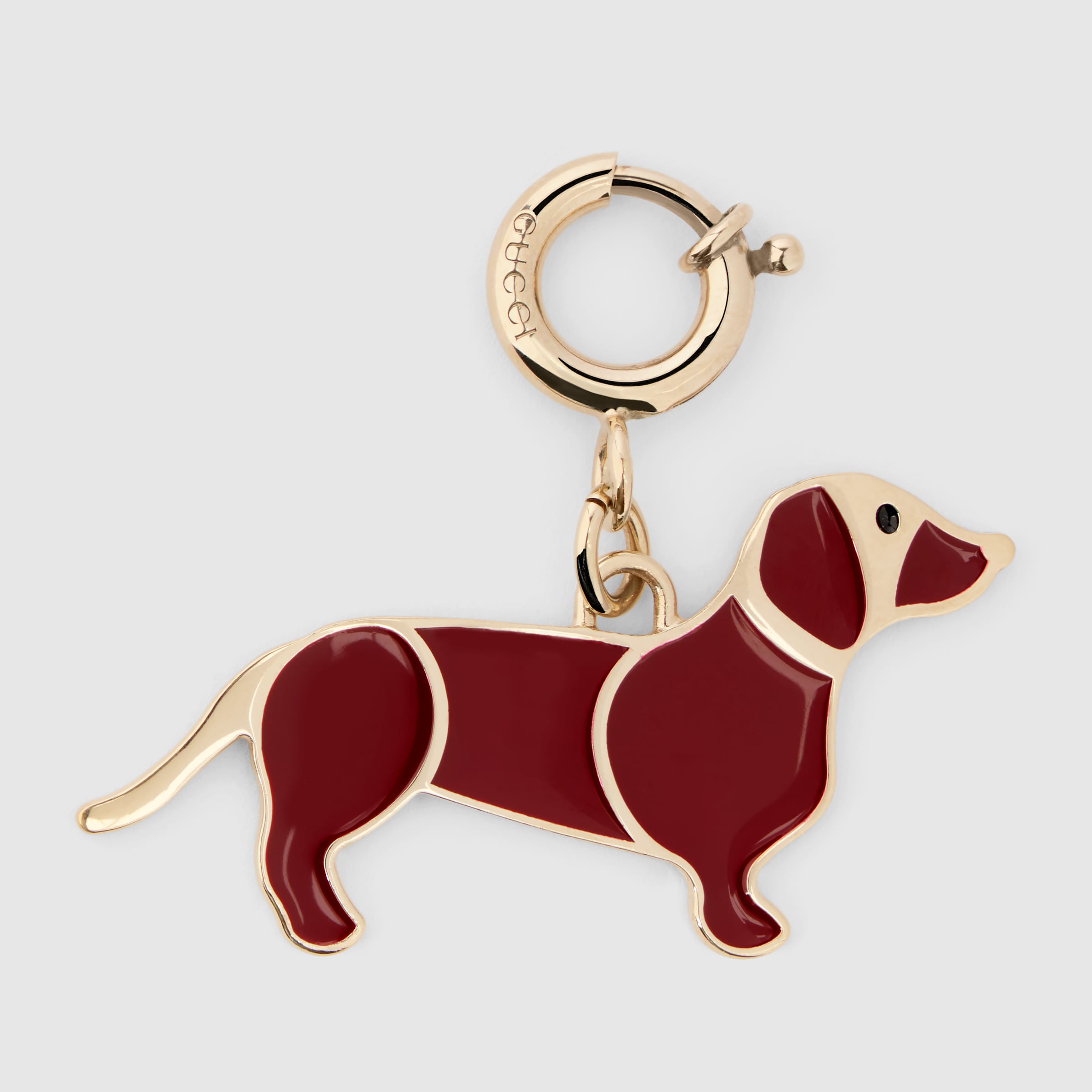 Dog-shaped bag charm in Rosso Ancora red enamel | GUCCI® US