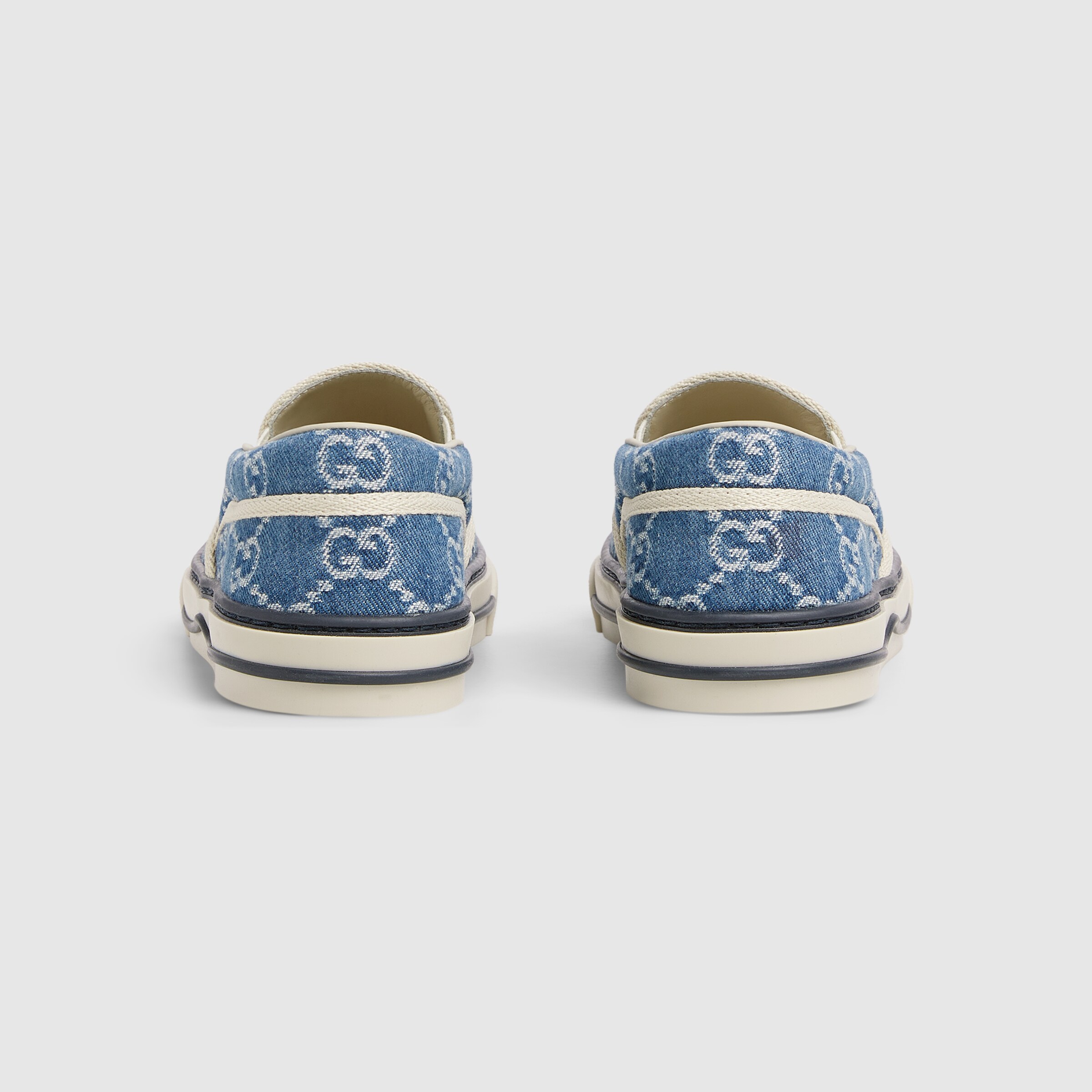 GUCCI CHILDREN ネイビーキャンバス テニス スニーカー 13.5 Children's Gucci Tennis 1977 sneaker in blue and ivory GG denim