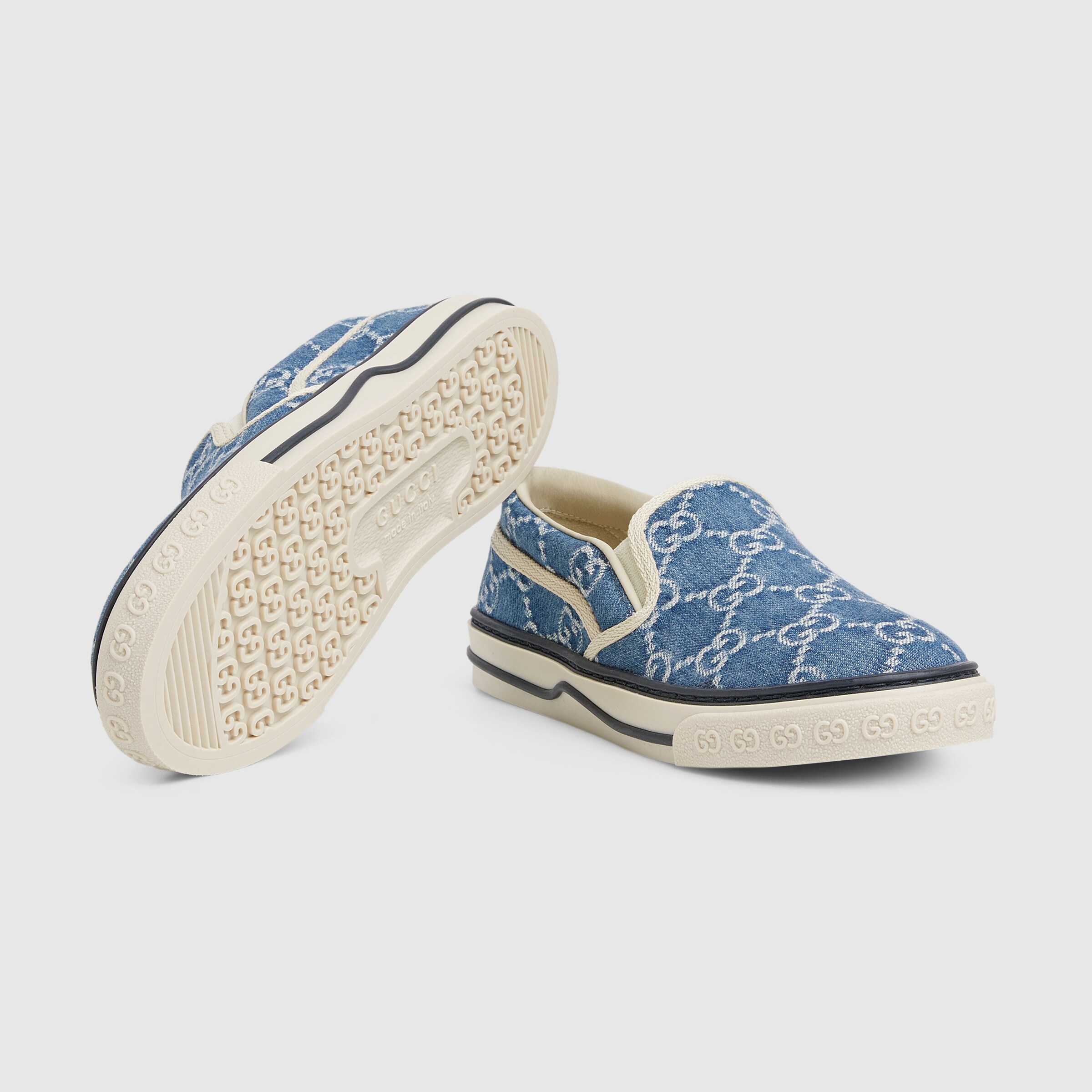 Children's Gucci Tennis 1977 sneaker in blue and ivory GG
