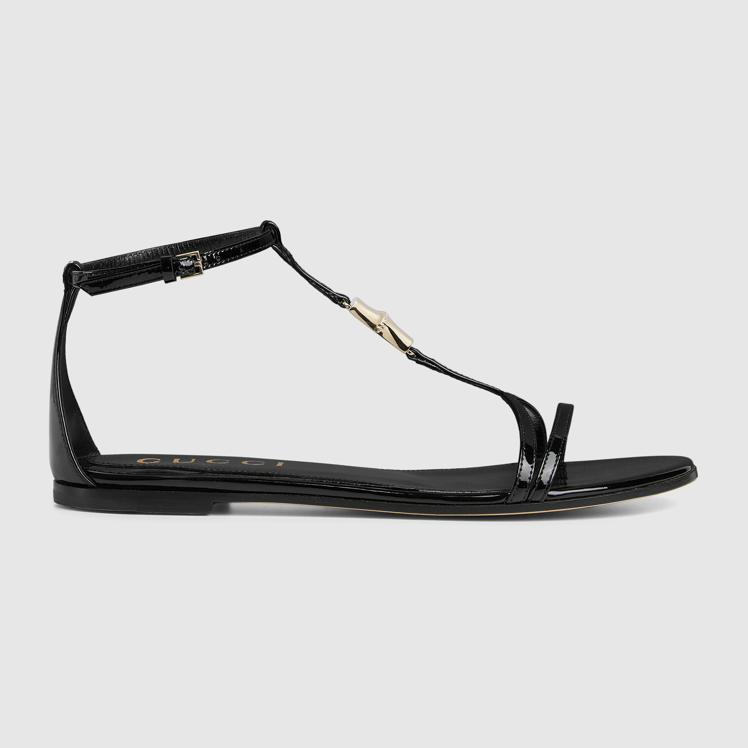 Women's thong sandal with Bamboo in black leather | GUCCI® CA
