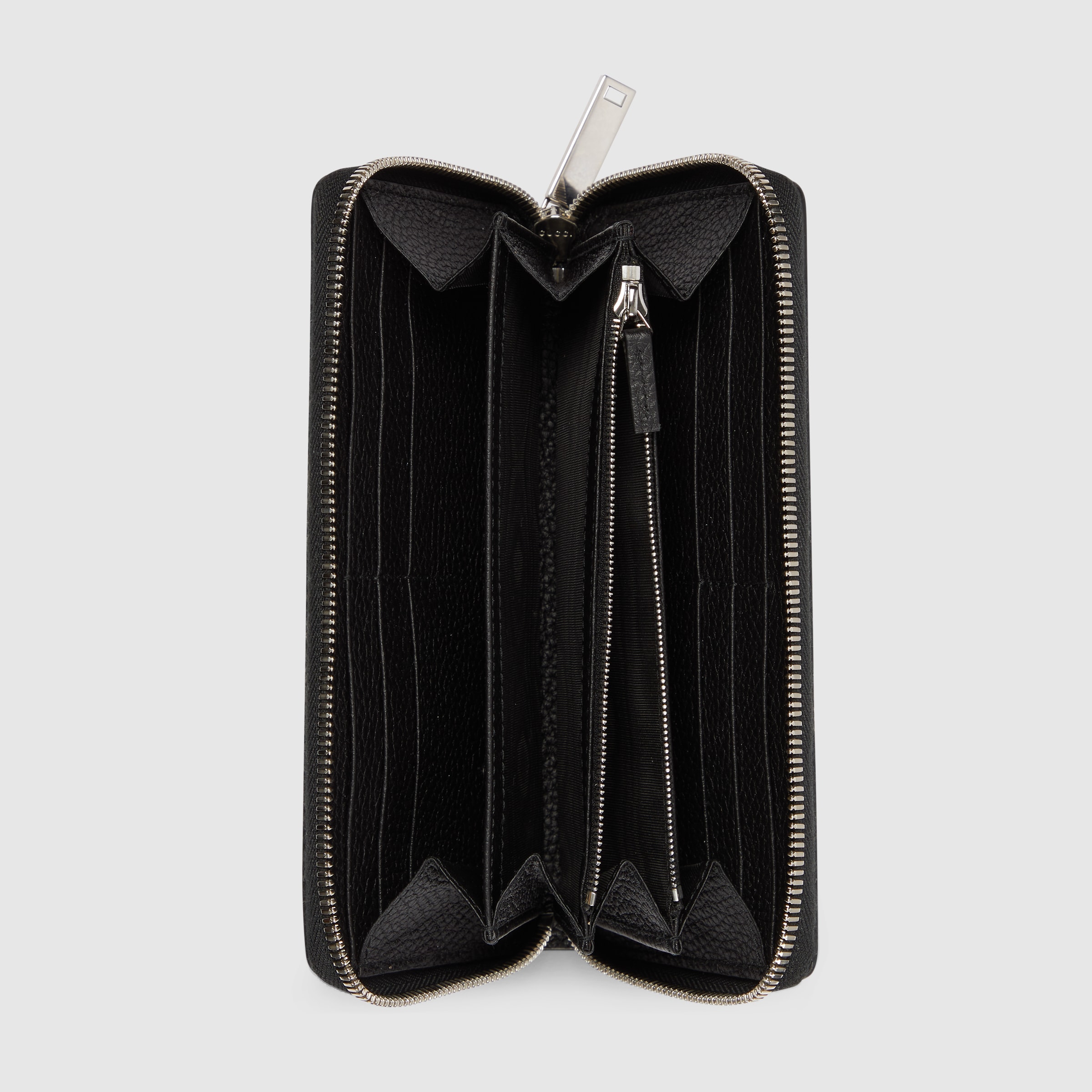 【GUCCI】ZIP AROUND WALLET Portefeuille zippé avec logo en cuir noir | GUCCI® CA