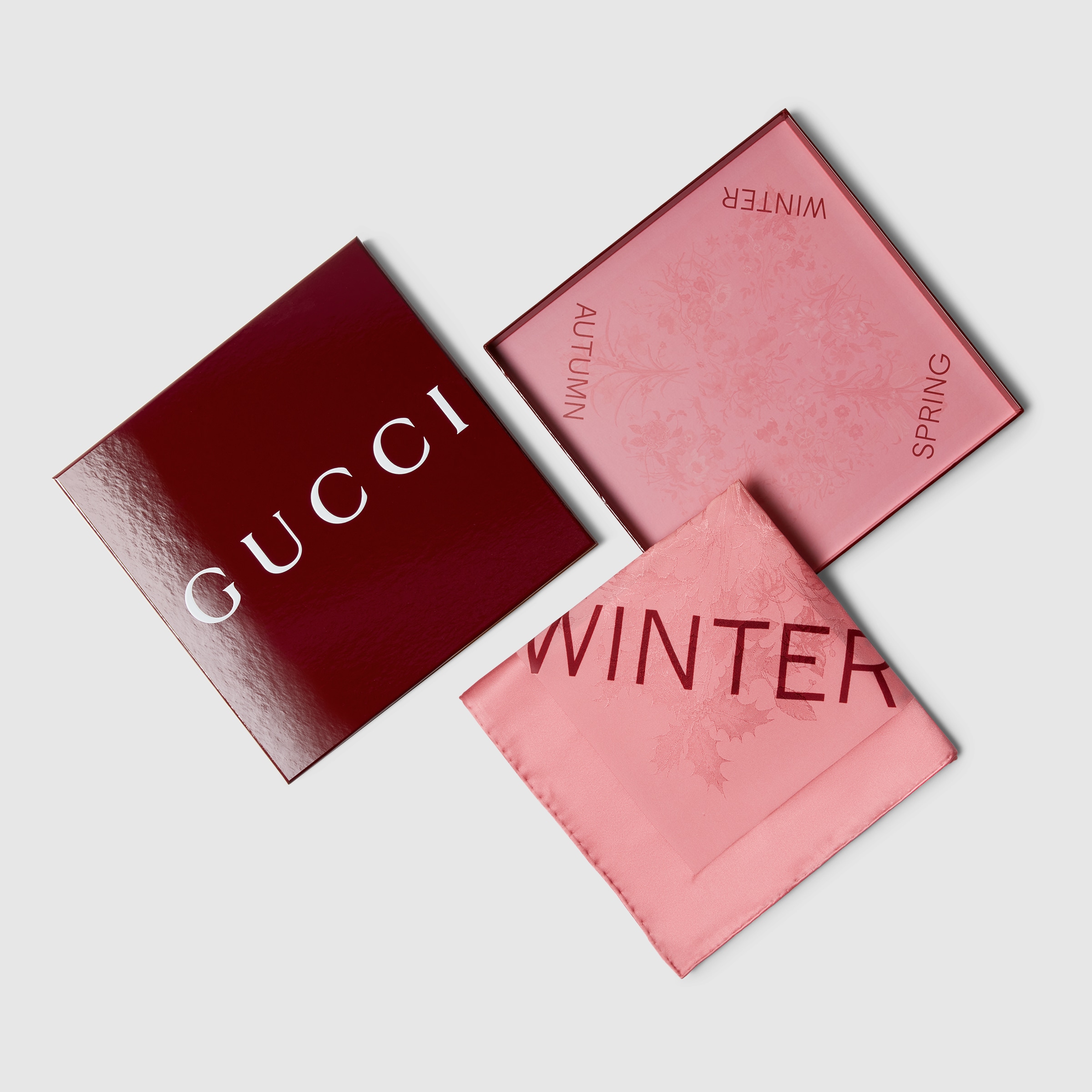 90 x 90 プロジェクト プリント シルクスカーフ ・ダークピンク