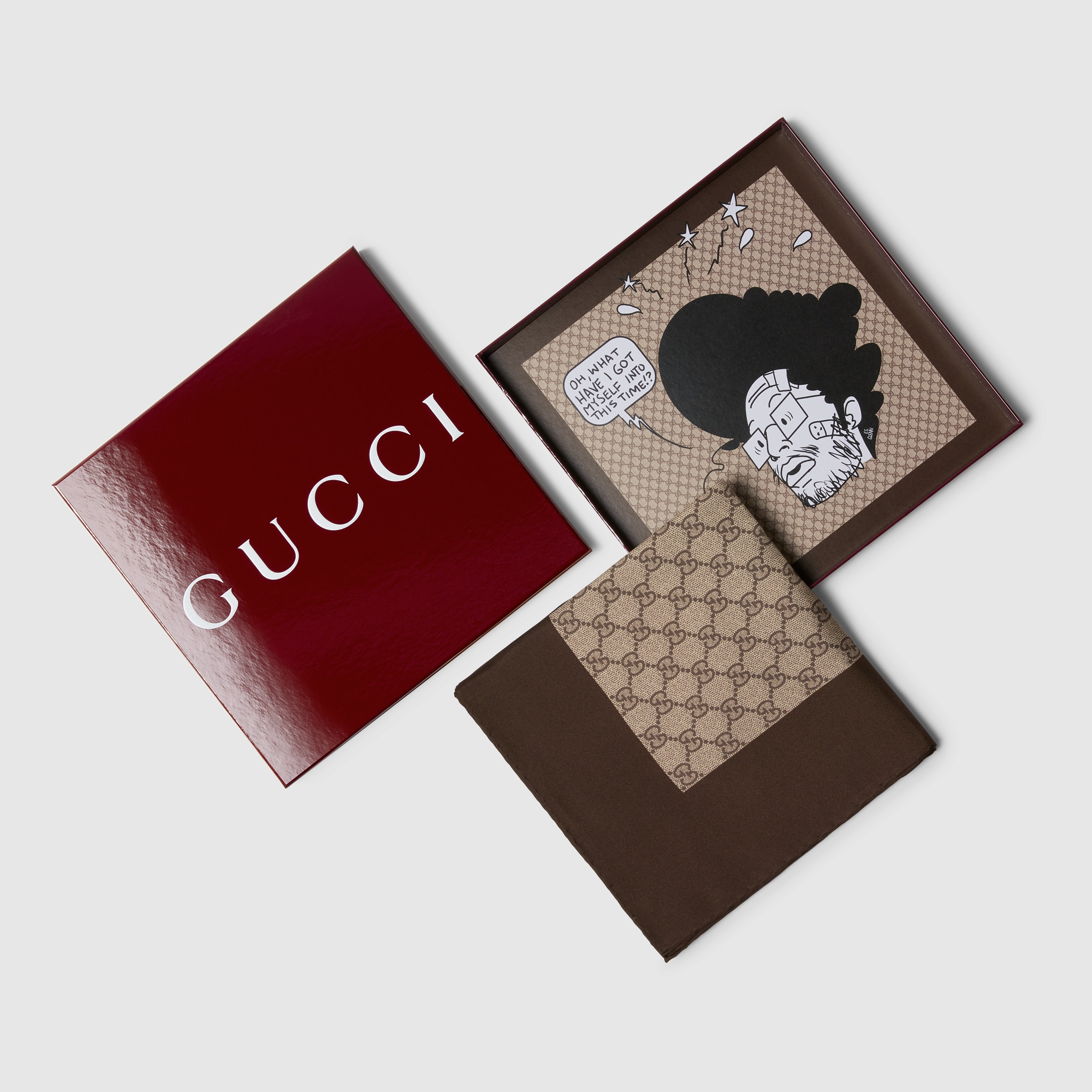 90 x 90 project printed silk carré in light brown | GUCCI® US