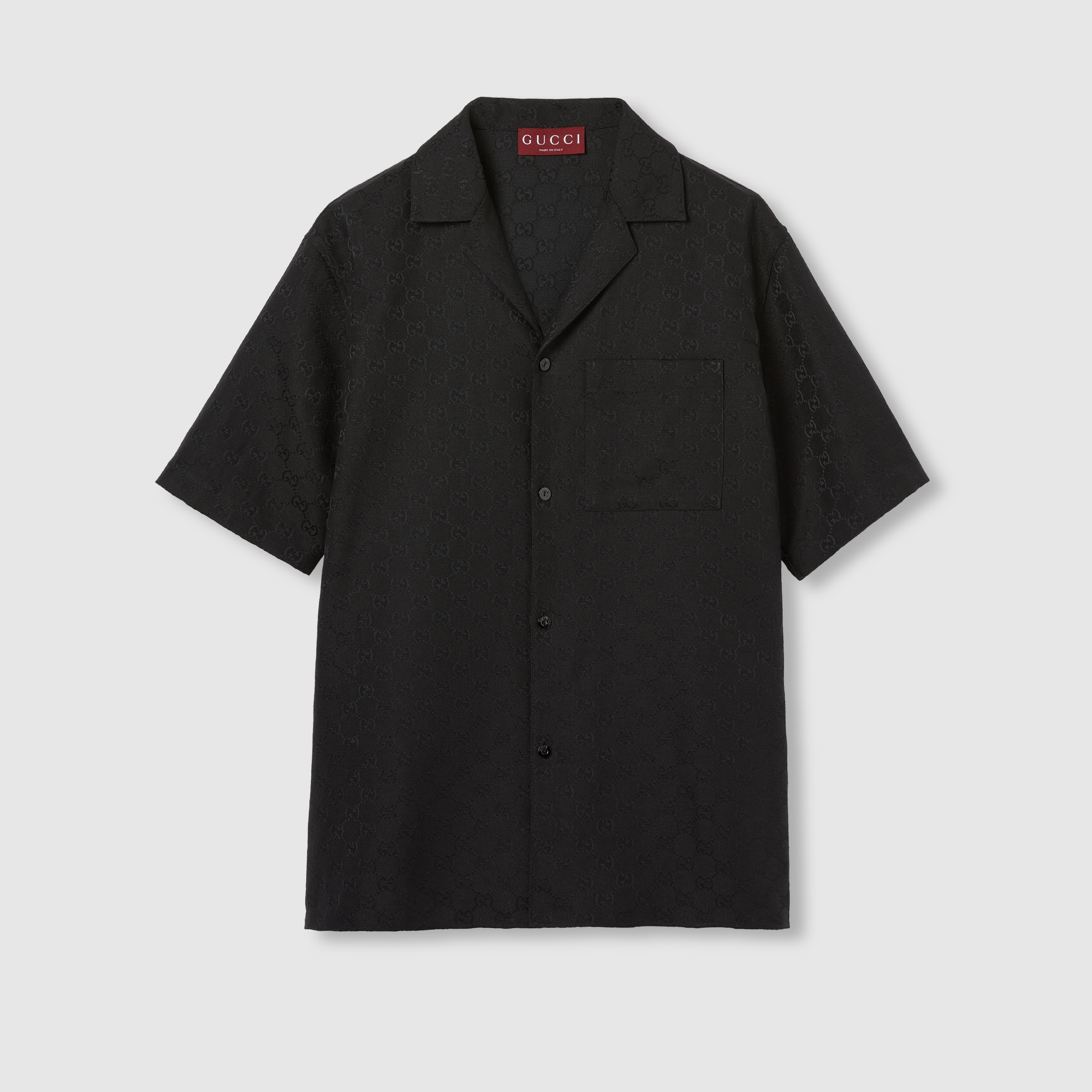 GUCCI 長袖シャツ ブラック レーヨン 42 GUCCI(グッチ) / 長袖シャツ/42/コットン/BLU/柄シャツ/イラスト