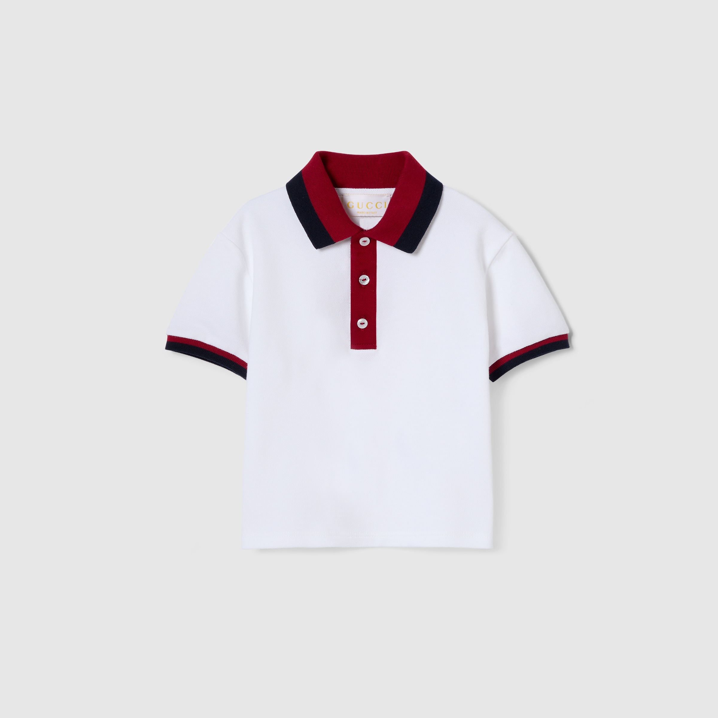 Baby cotton polo shirt with Web in white | GUCCI® US
