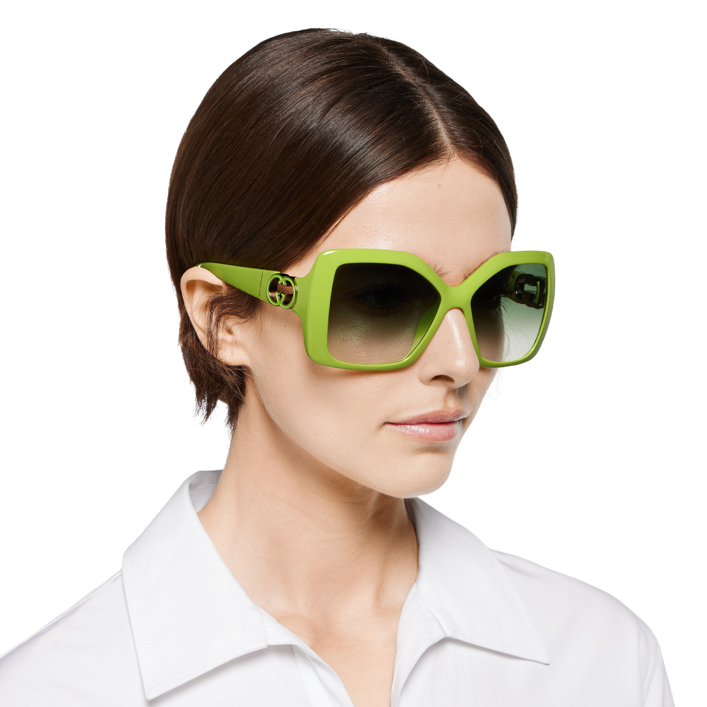 Square frame sunglasses in acid green | GUCCI® US