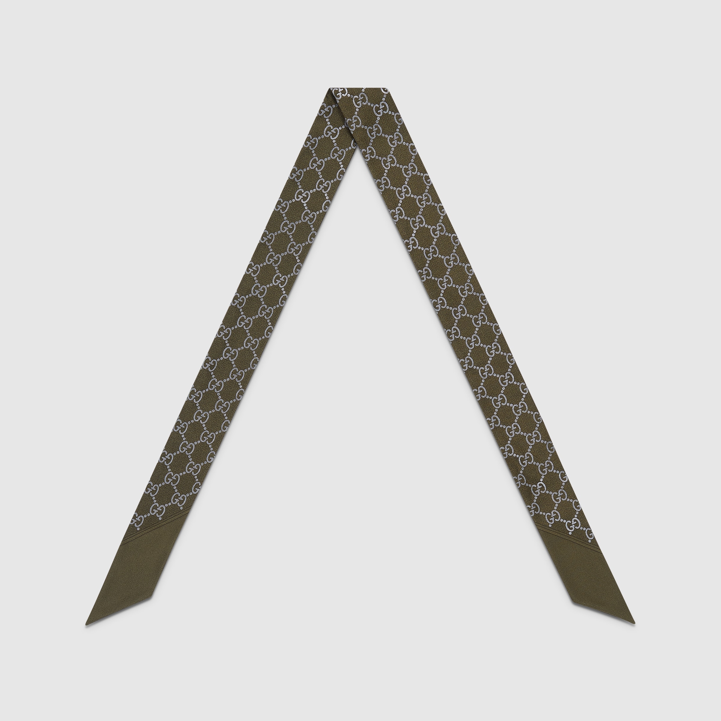 Printed silk neck bow in dark green | GUCCI® US
