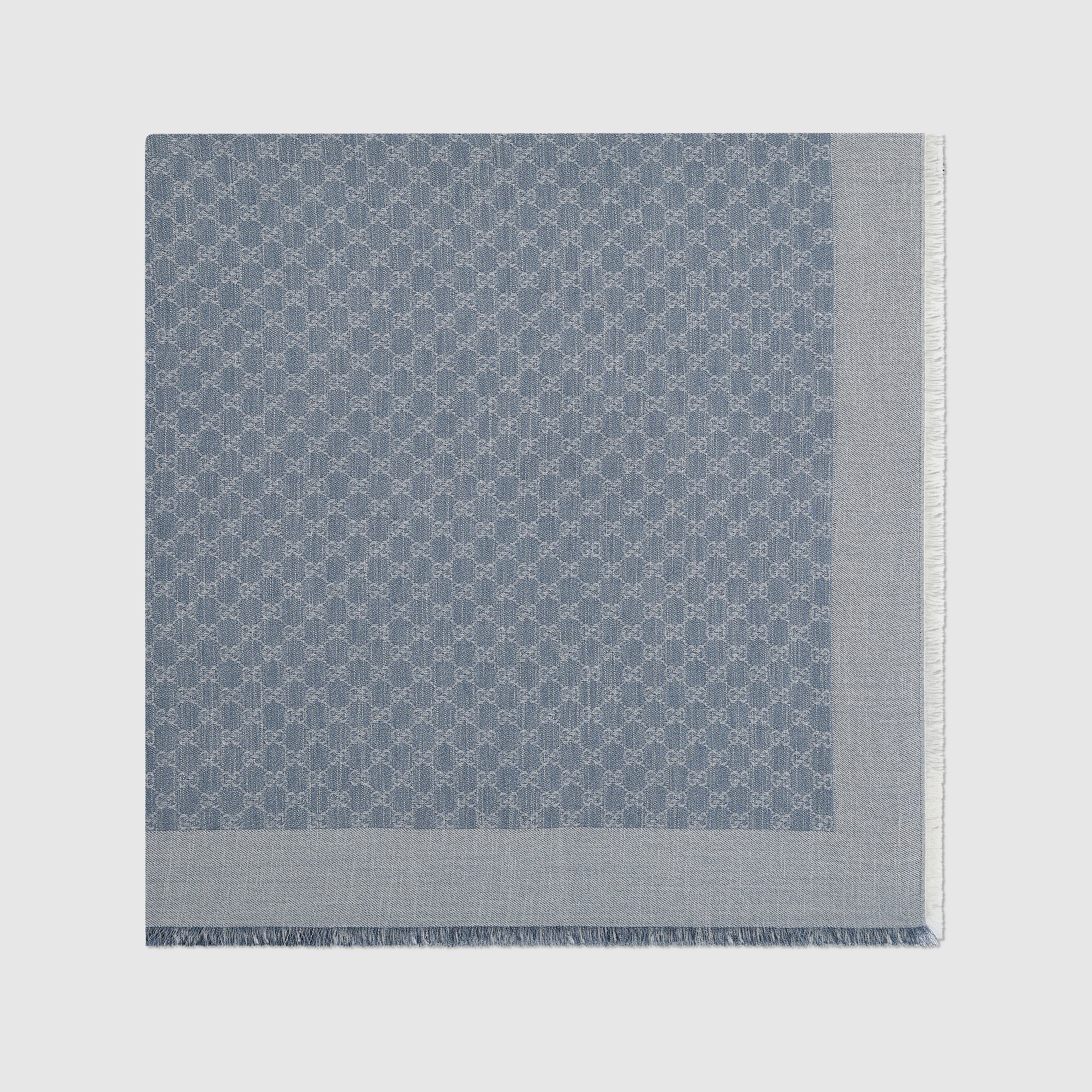 GG denim-effect shawl in light blue | GUCCI® US