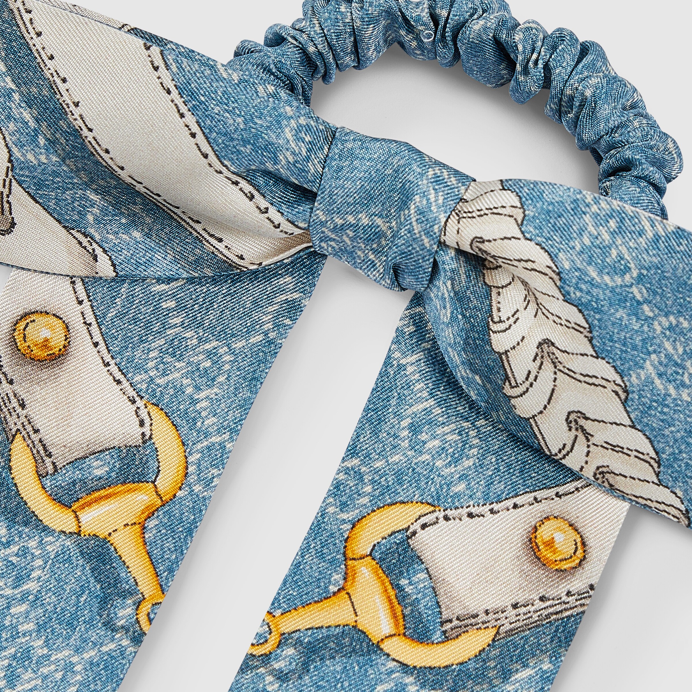 プリント シルクツイル シュシュ ・ライトブルー | GUCCI公式