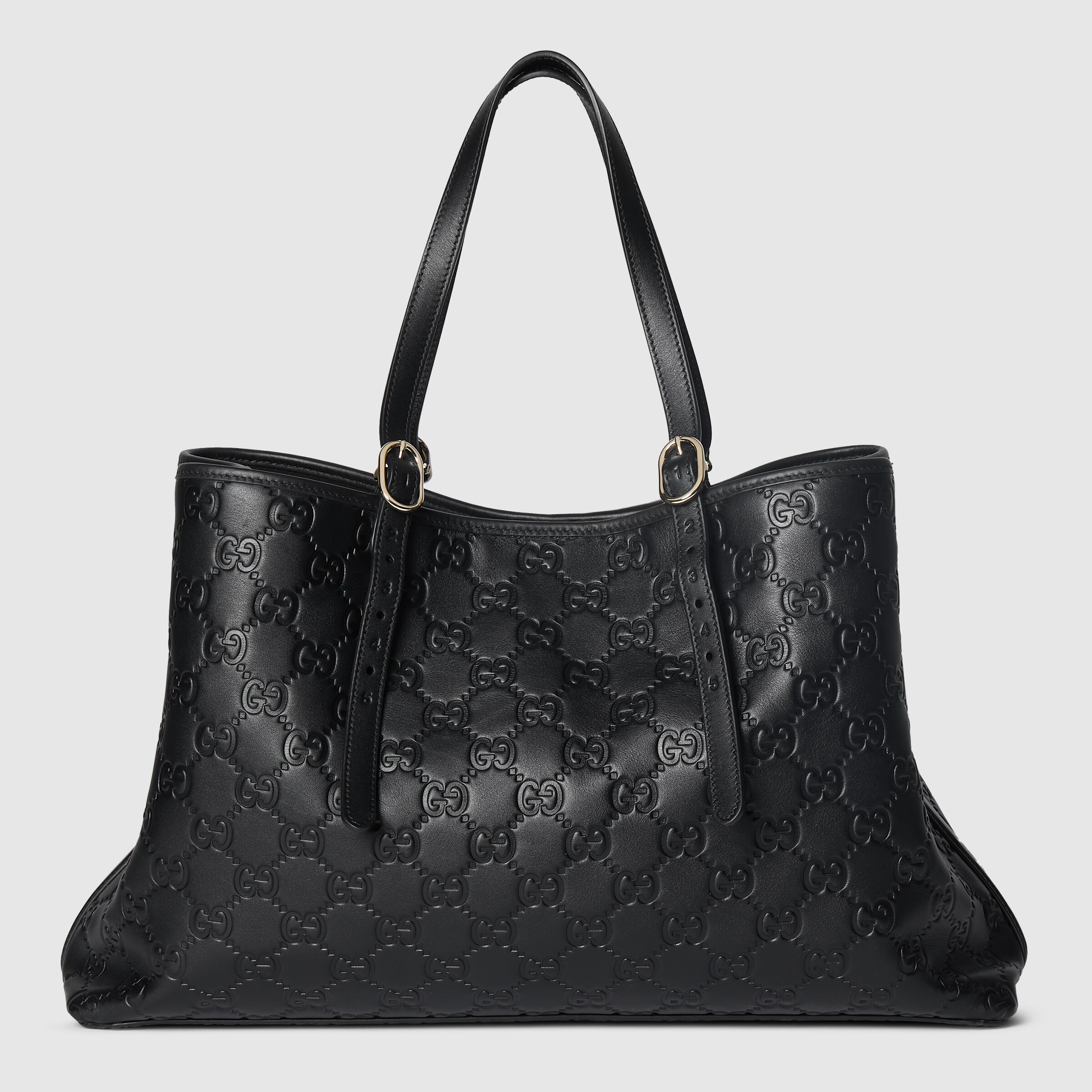 GUCCI 25S EMBLEM BAG 25 IN BEIGE AND BLACK CALFSKIN