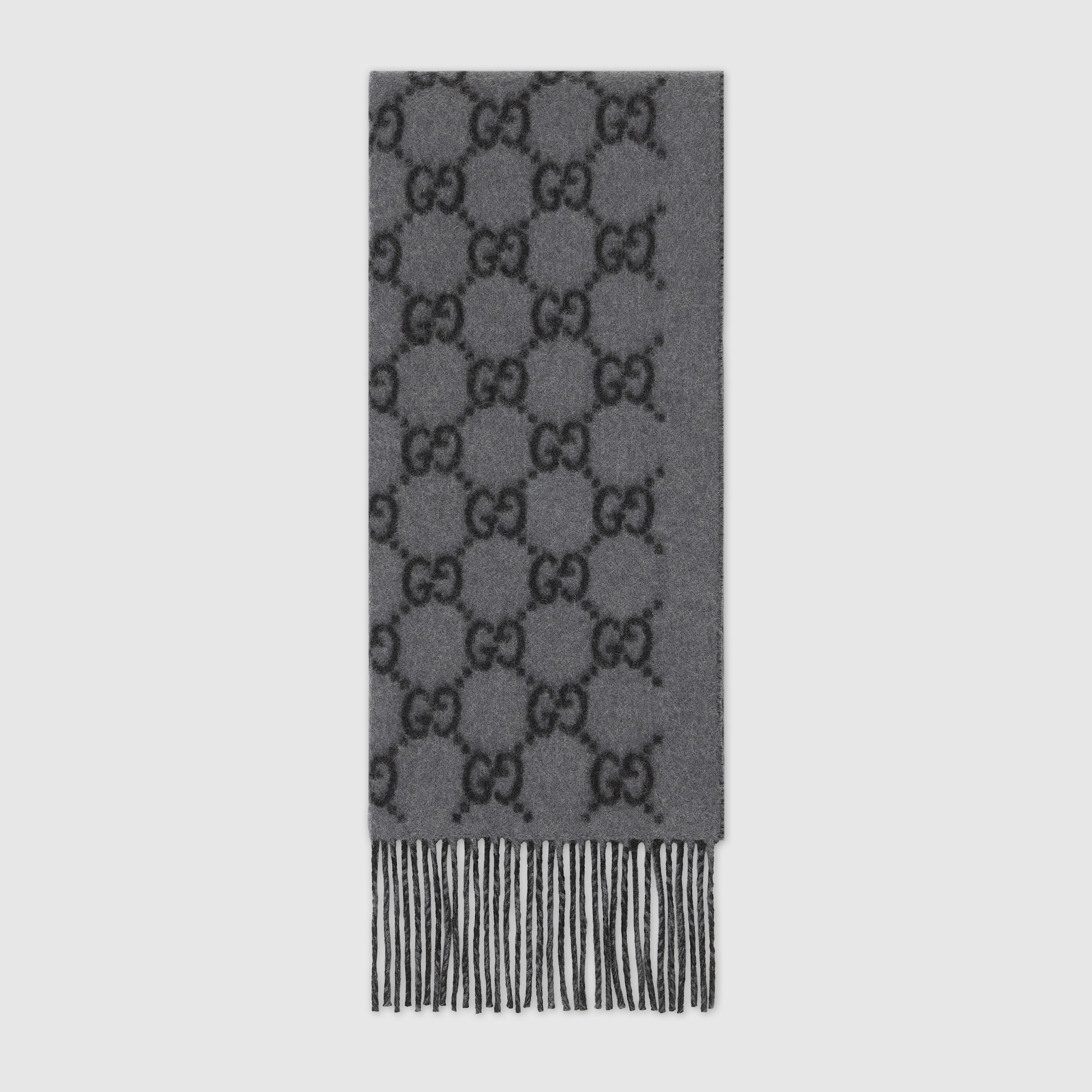 GG cashmere scarf in dark grey and black | GUCCI® US